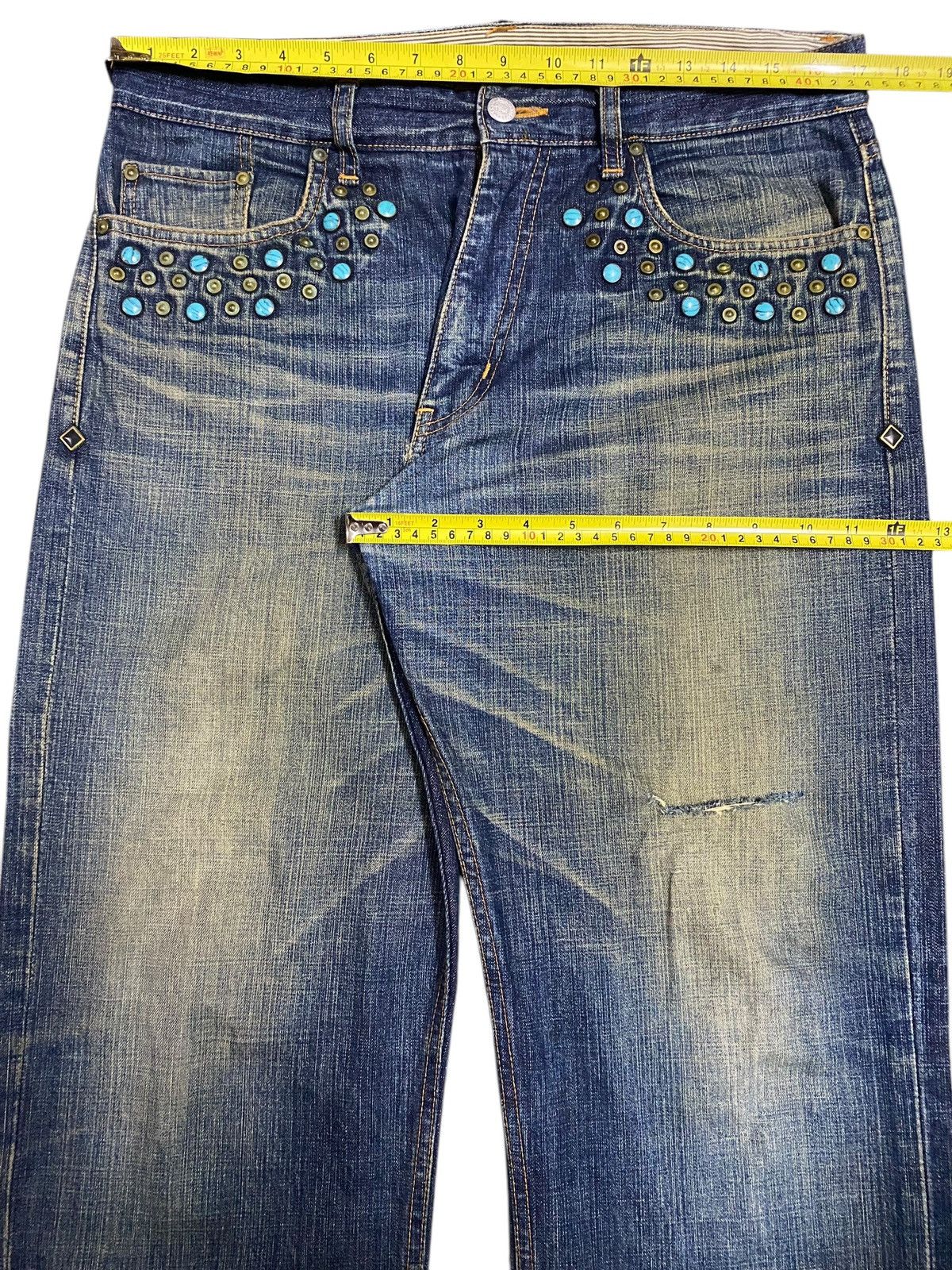 Japanese Brand Vintage Project SRS Rhinestone Avant Garde Style Jeans Size US 34 / EU 50 - 19 Thumbnail