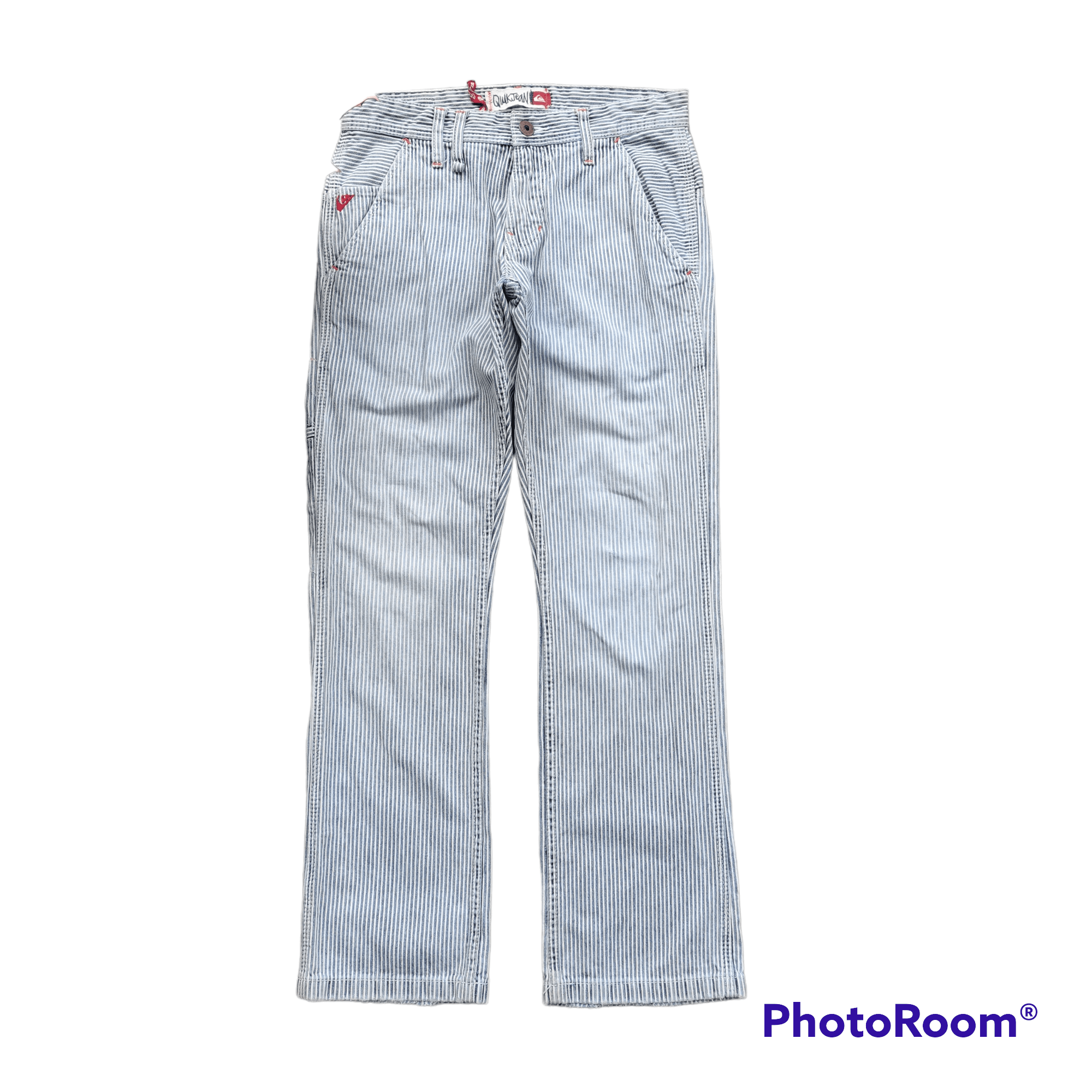 Quiksilver × Vintage Vintage QUIKSILVER Hickory Stripes Distress Faded Denim Size US 31 - 1 Thumbnail