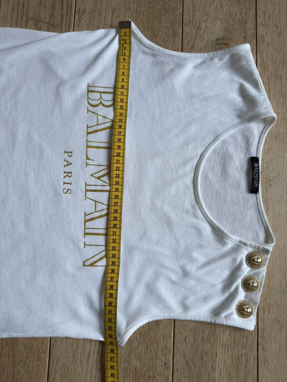 Balmain Balmain White Gold Logo Lion Shoulder Button Sleeveless tee Size S / US 4 / IT 40 - 7 Thumbnail