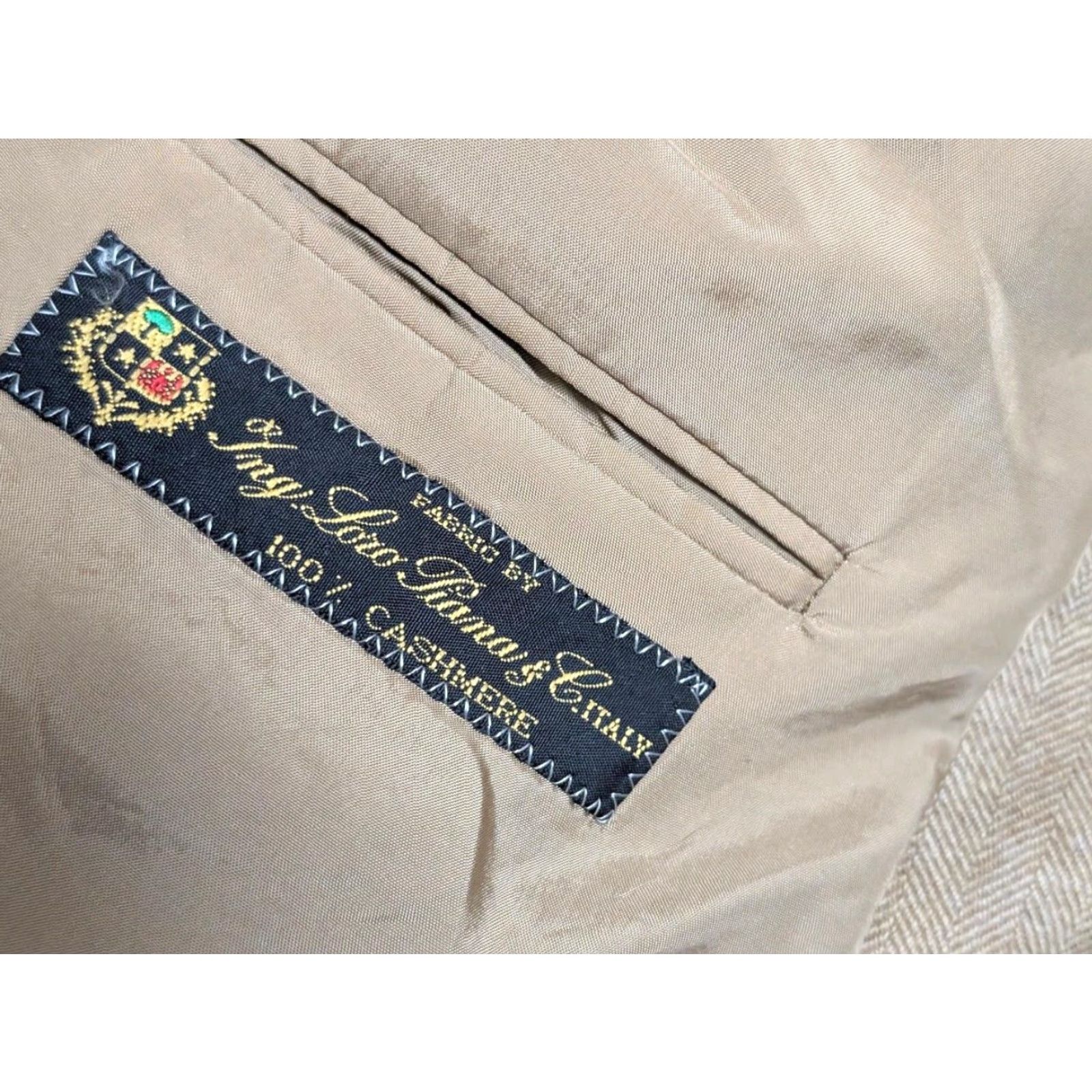 Nordstrom NORDSTROM blazer LORO PIANA cashmere herringbone tan brown jacket 46R Size 46R - 7 Thumbnail
