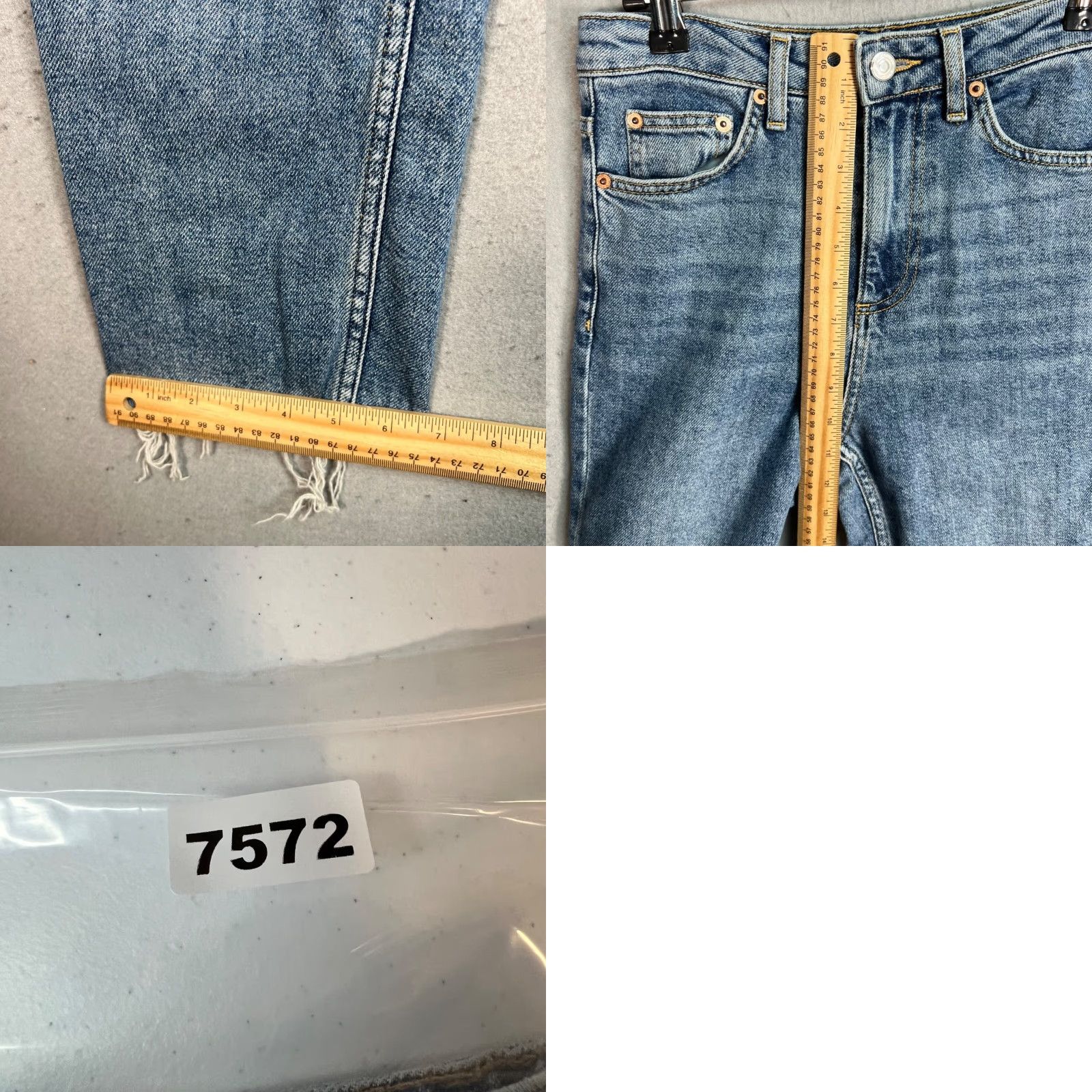 Topshop VINTAGE Topshop Moto High-Waisted Straight Leg Jeans 26 Blue Denim Frayed Hem Womens Size 26" / US 2 / IT 38 - 8 Thumbnail