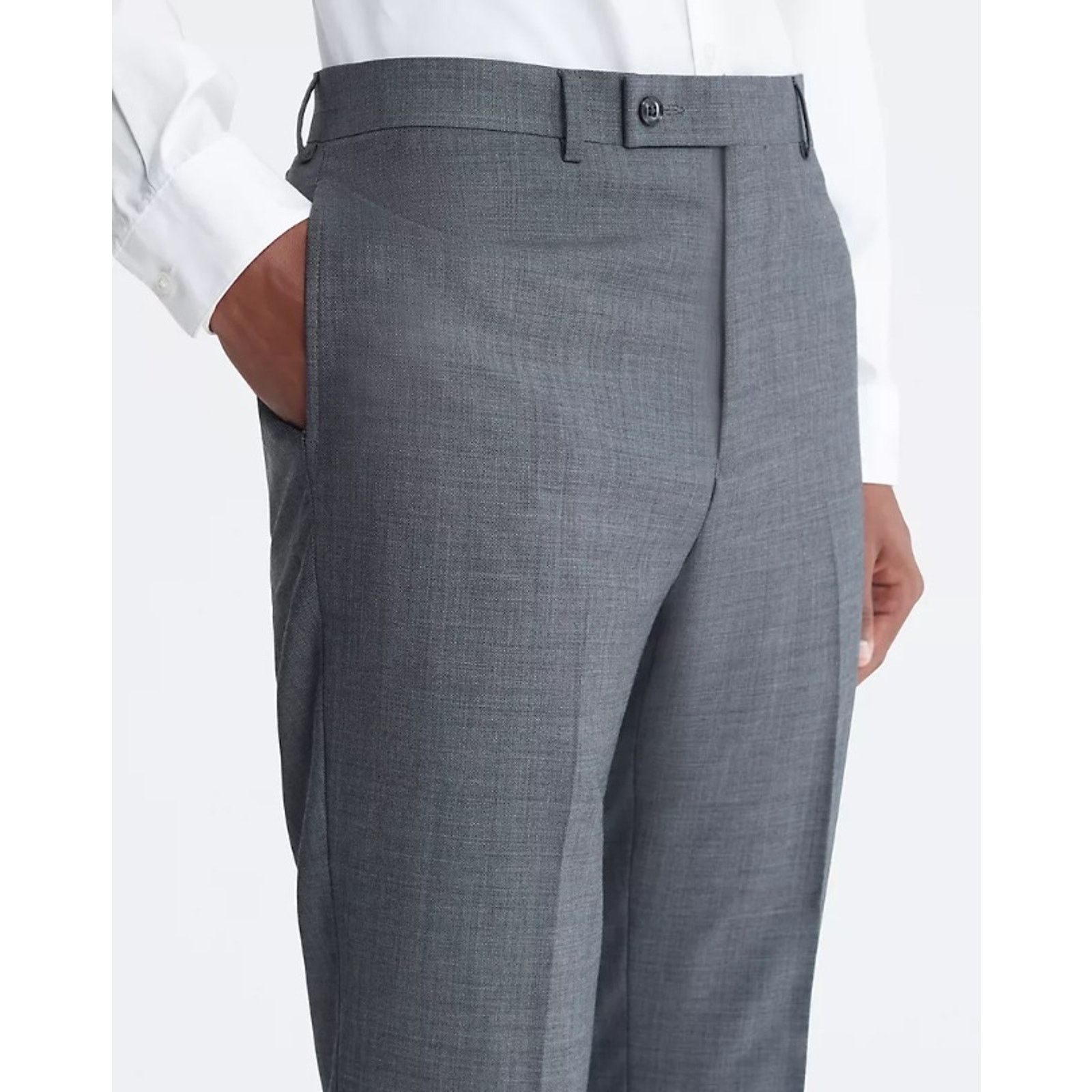 Calvin Klein Calvin Klein Men's Solid Gray Wool Slim Dress Pants 40W 30L Size US 40 / EU 56 - 3 Thumbnail