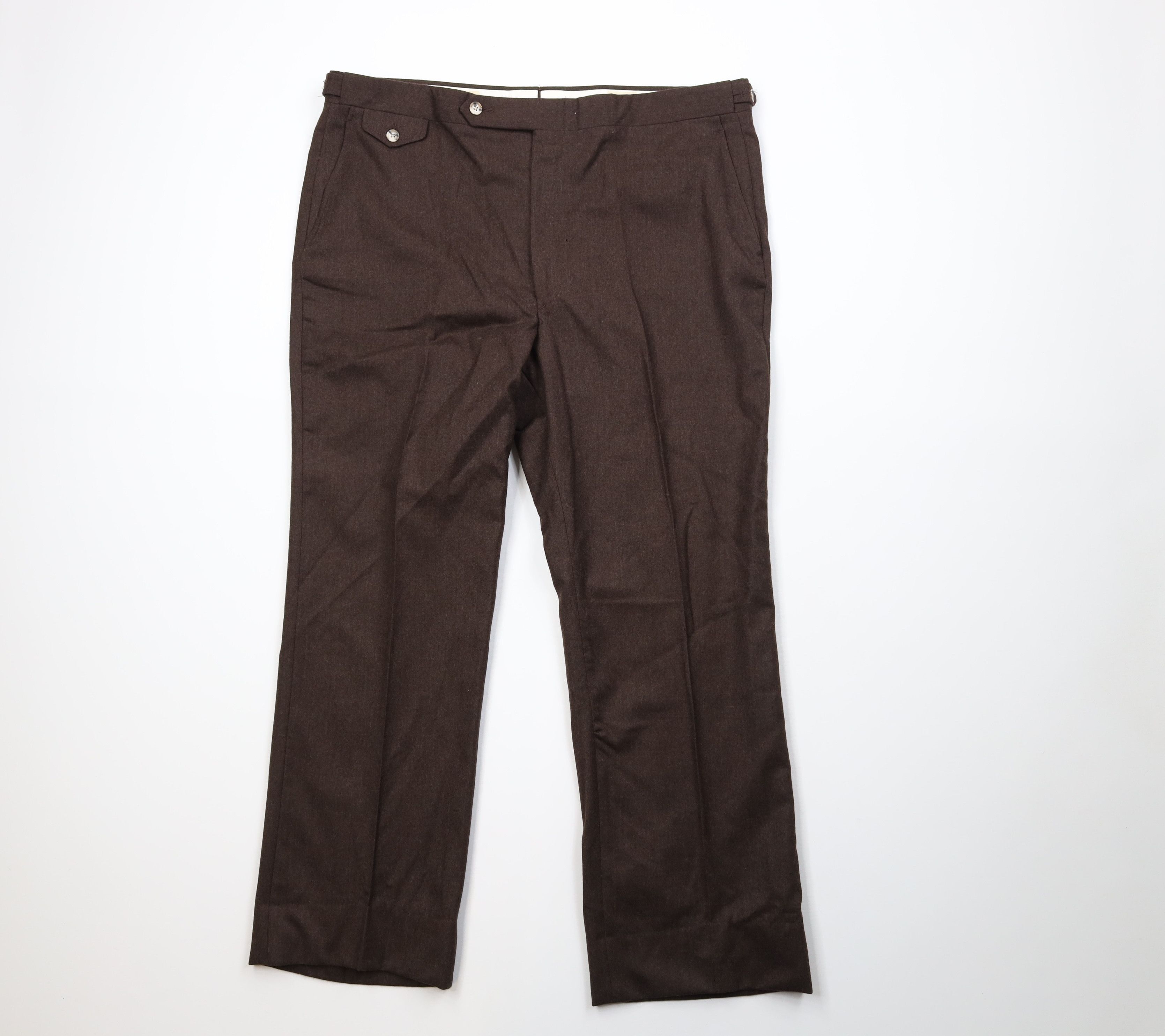 Vintage Vintage 70s Streetwear Wool Wide Leg Chino Pants Brown USA Size US 40 / EU 56 - 1 Thumbnail