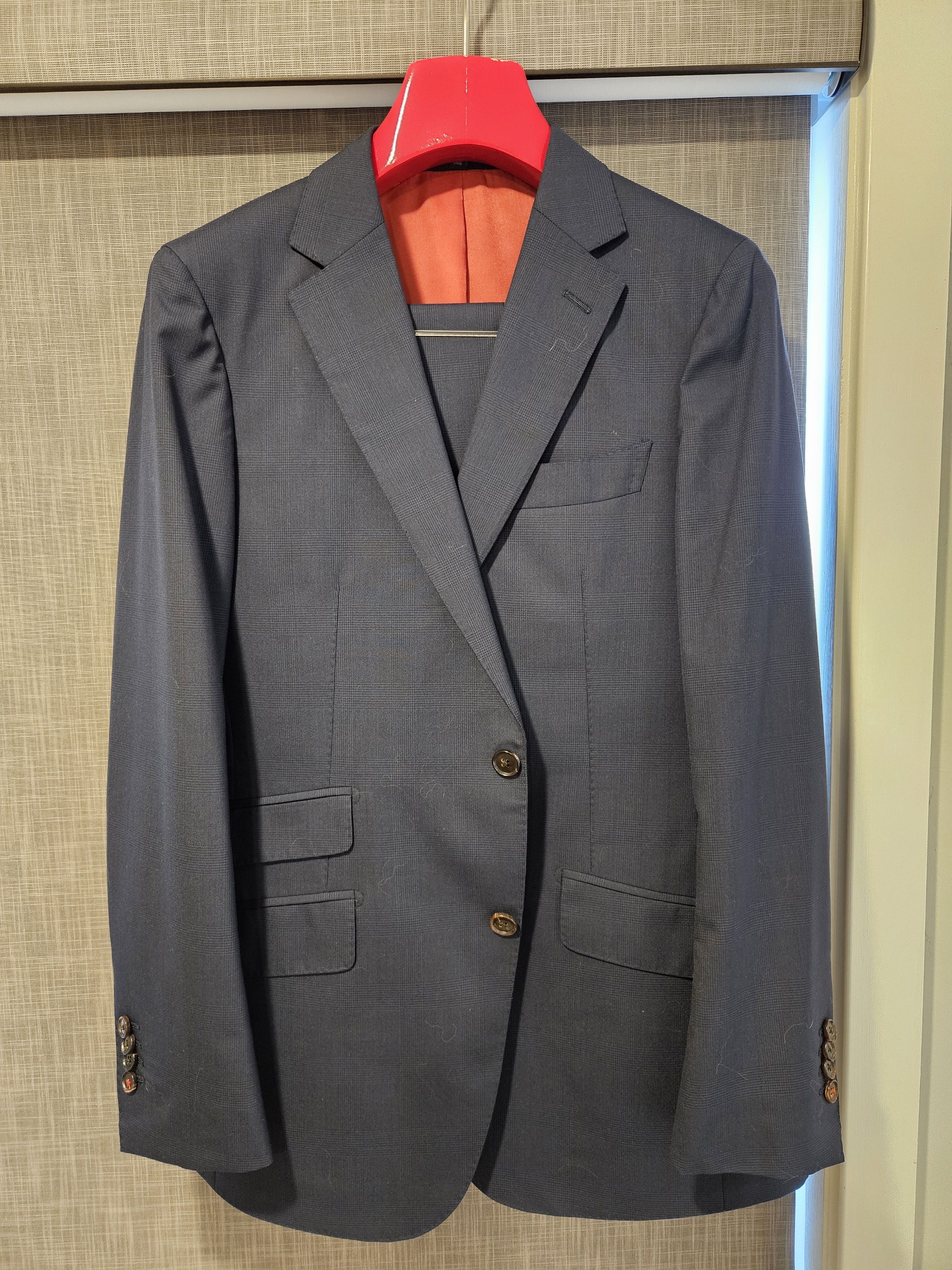 image of Suitsupply 38R Glen Plaid Navy Suit, Men's