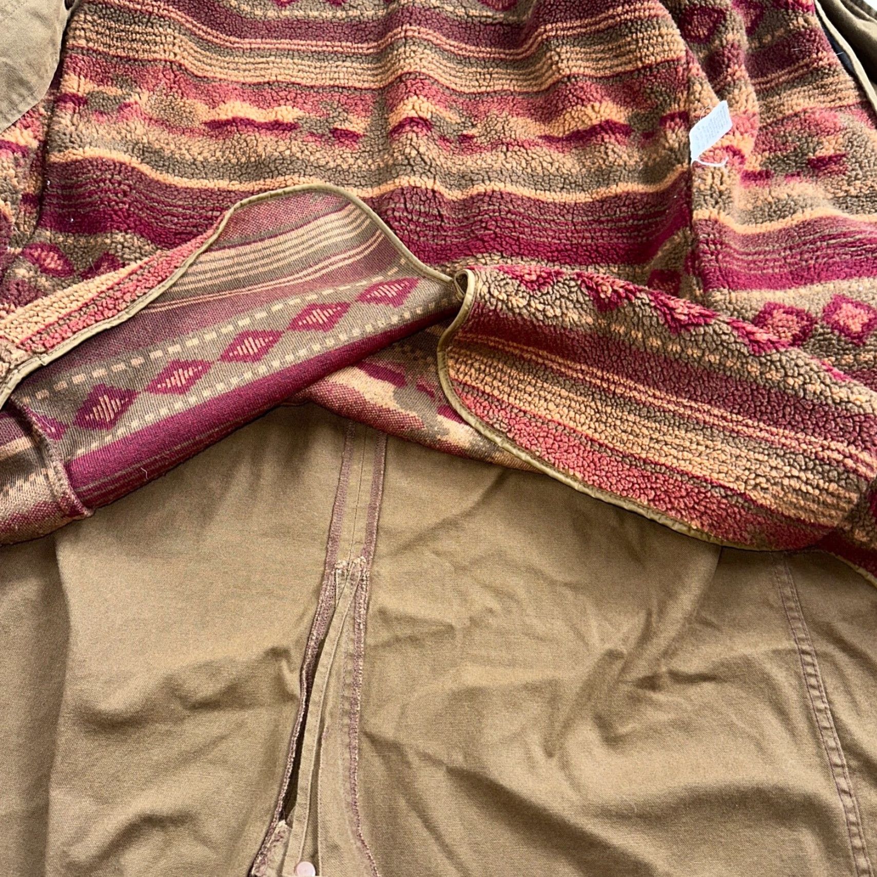 Vintage VINTAGE L.L. Bean Aztec Canvas Coat Womens M Beige Lined Removable Lining Pockets Button Long Size M / US 6-8 / IT 42-44 - 6 Thumbnail