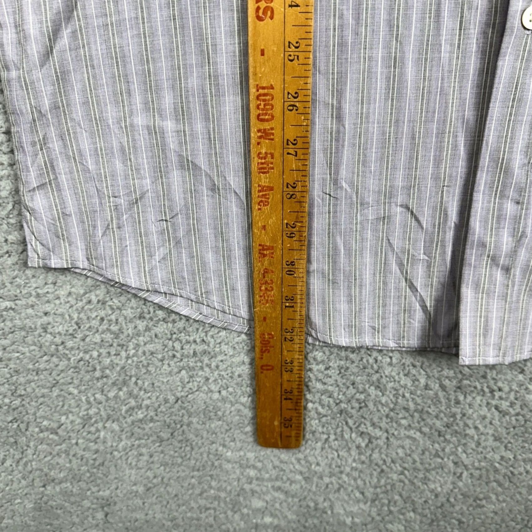 Theory Theory Shirt Dress Mens Large 16.5 34-35 Gray Purple Striped Button Up Cotton Size 46R - 6 Thumbnail