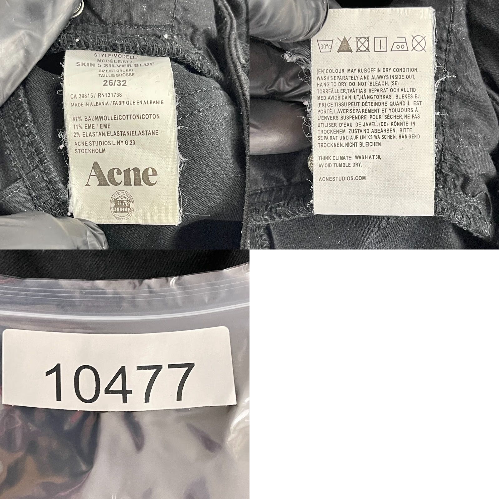 Acne Studios Acne Studios Black Skin 5 Skinny Jeans Womens Mid-Rise 26x32 Denim Jeans Slim Black Pocket 5-Pocket Design City Hippie 90s Womens Size 26" / US 2 / IT 38 - 10 Thumbnail