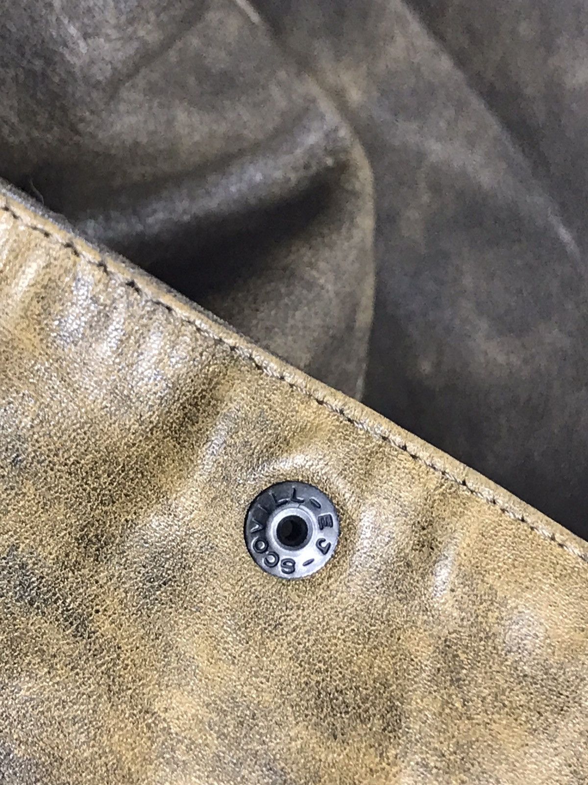 Japanese Brand × Vintage ⚡️Vintage Cross-Way Distressed Faded Leather Trucker Jacket Size XS / US 0-2 / IT 36-38 - 13 Thumbnail
