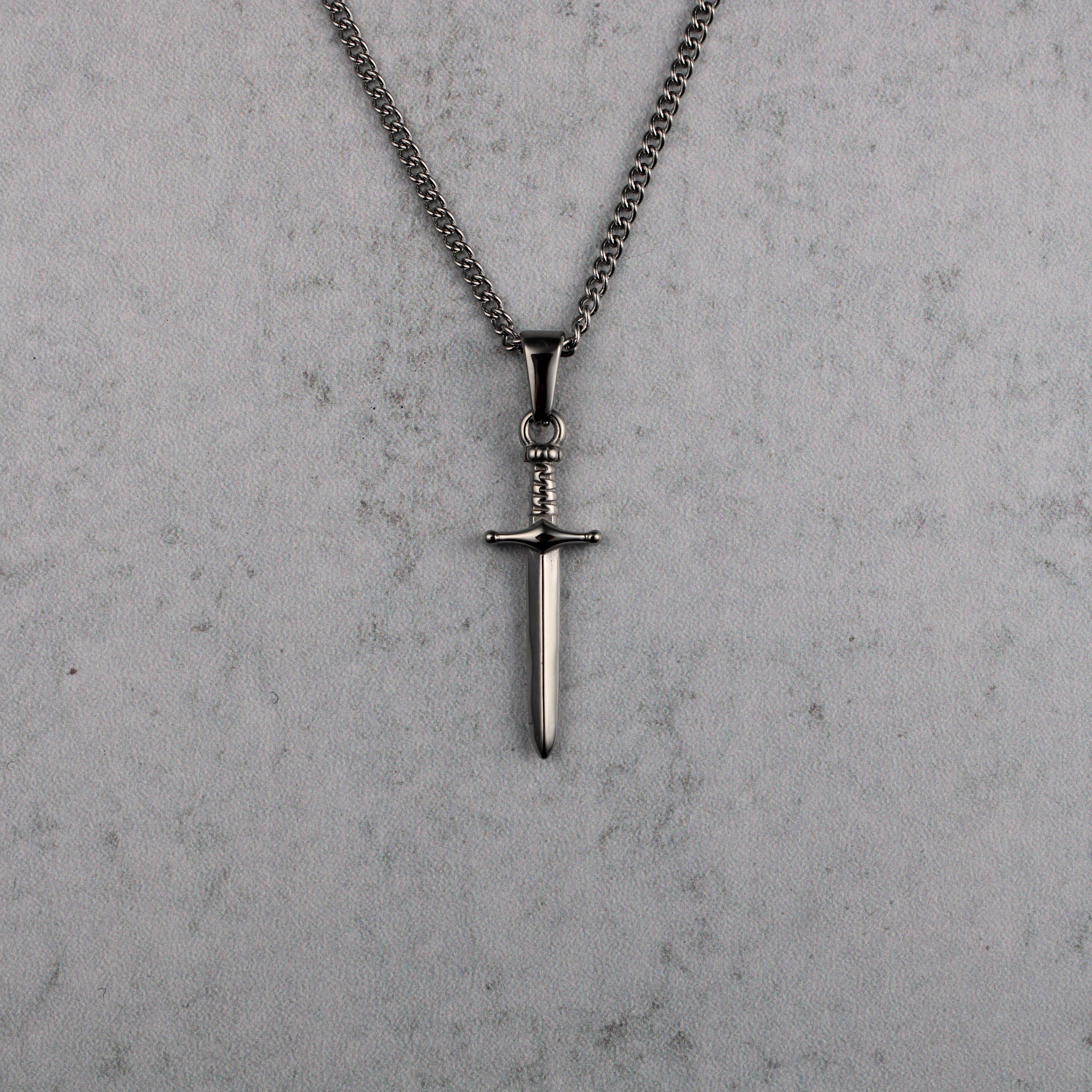 Jewelry Silver Dagger Pendant Chain Necklace Size ONE SIZE - 1 Thumbnail