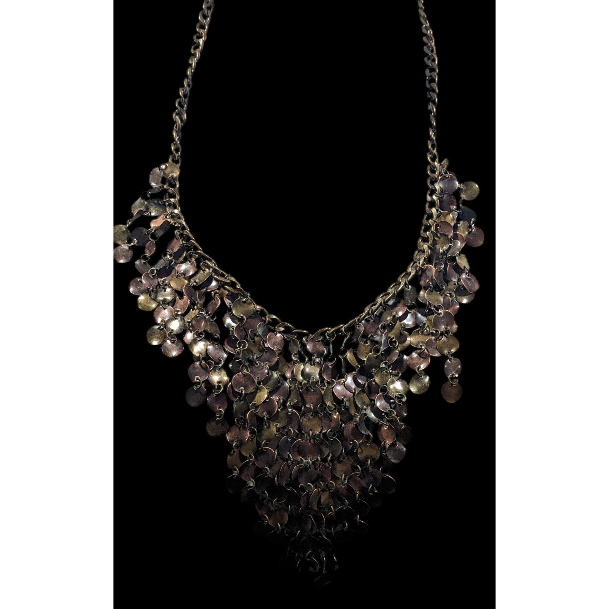 Other Plunder Jewelry Bronze Tone Disc Fringe Bib Necklace Size ONE SIZE - 1 Thumbnail