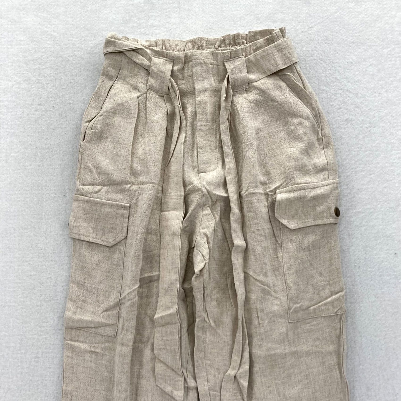 Vintage Hayden Los Angeles Brown Jogger Pants S Women's Linen Blend Tie Waist Utility Size 42" / US 20 - 2 Thumbnail