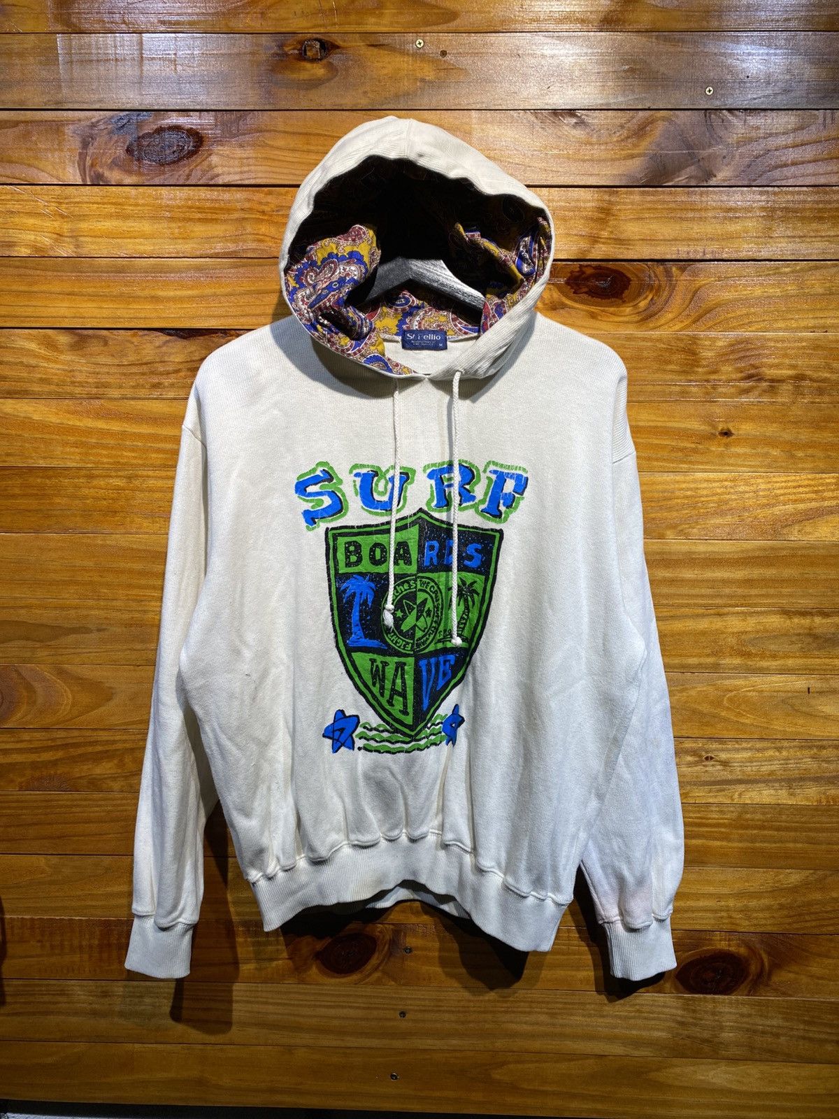 Vintage Vintage St. Fellio Surf Boards Hoodie – Cream White, Paisley Size US M / EU 48-50 / 2 - 3 Thumbnail