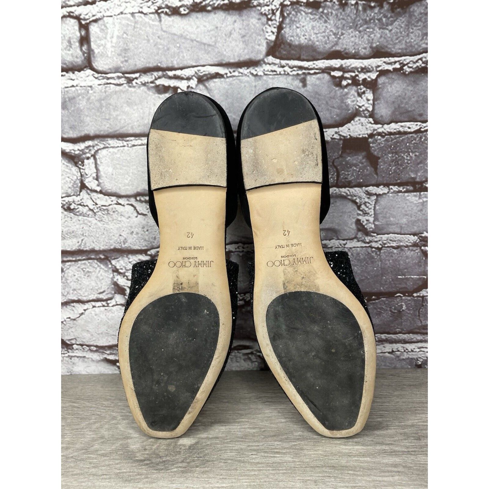 Jimmy Choo Jimmy Choo London Black Suede Leather Sparkle D’ Orsay Flats Size US 11 / IT 41 - 14 Thumbnail