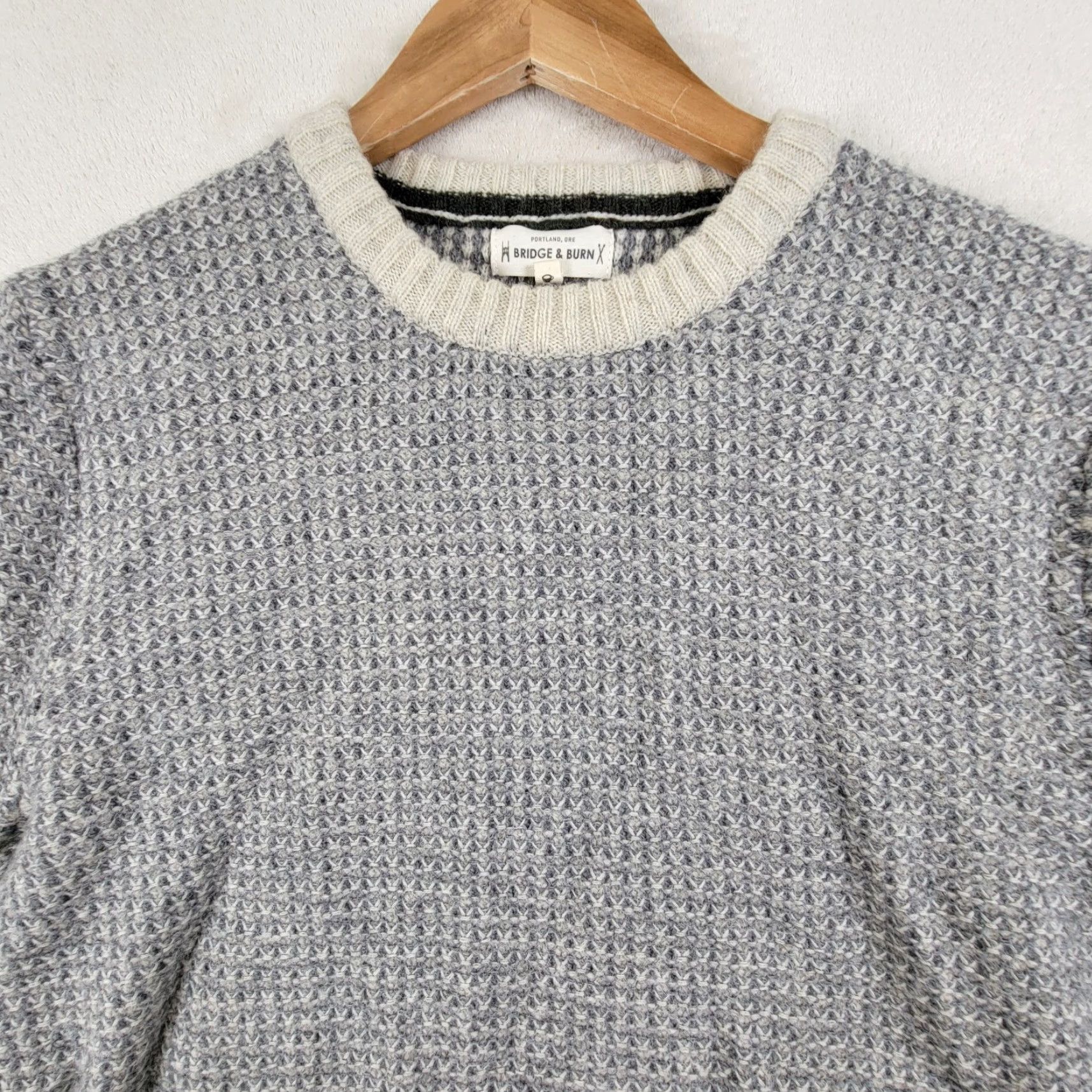 Vintage Bridge And Burn Sweater Men Large Gray Tennis Cable Knit Crew Neck Pullover Size US L / EU 52-54 / 3 - 3 Thumbnail