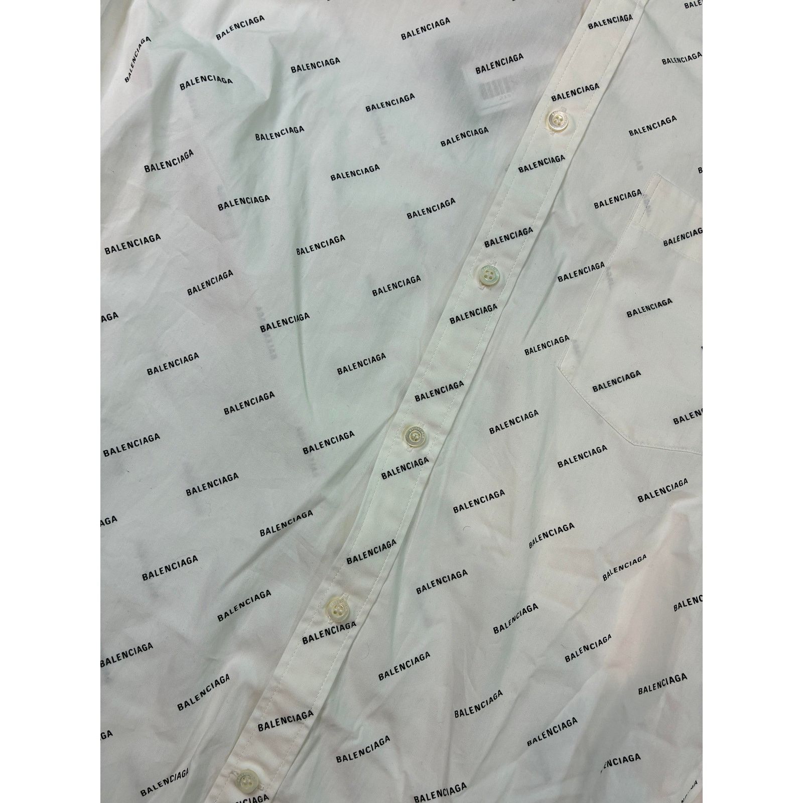 Balenciaga Balenciaga Multi Logo Button Up White All Over Shirt Size US XL / EU 56 / 4 - 2 Thumbnail