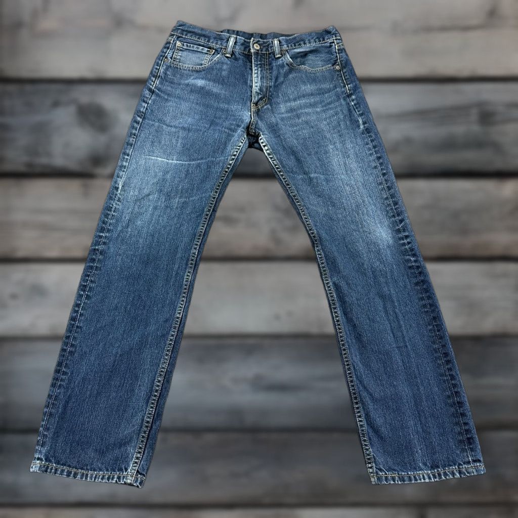 Levi's Levi's 505 Jeans Mens 33x32 Blue Regular Fit Straight Leg Dark Wash Cotton Denim Jeans Size US 33 - 1 Thumbnail