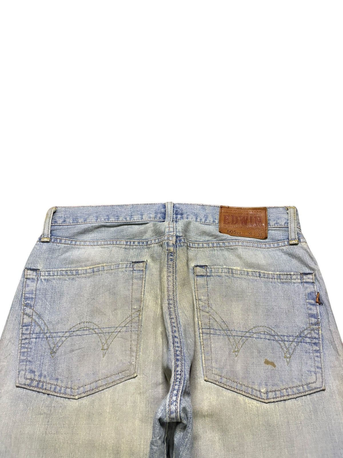 Edwin Vintage Edwin 505ZX Selvedge Mud Wash Distressed Loose Jeans Size US 30 / EU 46 - 9 Thumbnail