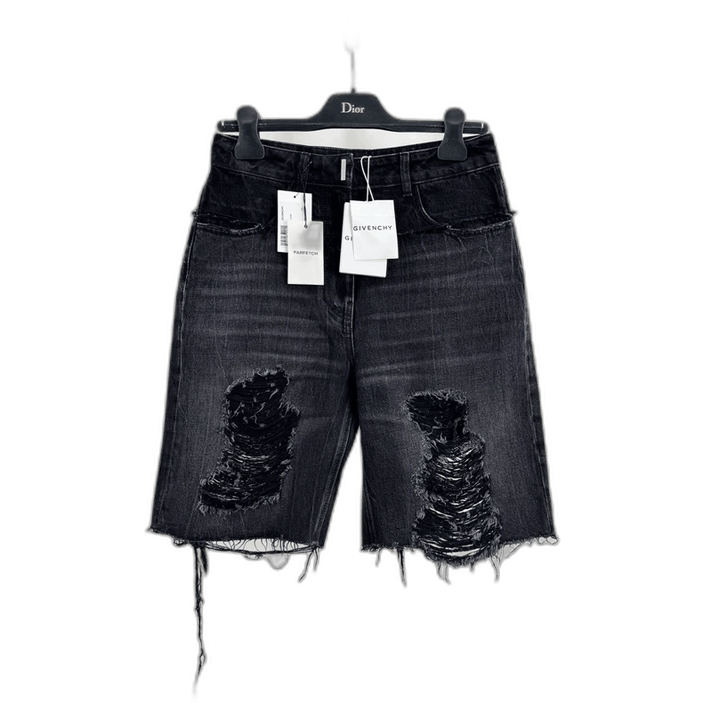 Givenchy givenchy distressed denim shorts in black Size US 36 / EU 52 - 1 Thumbnail