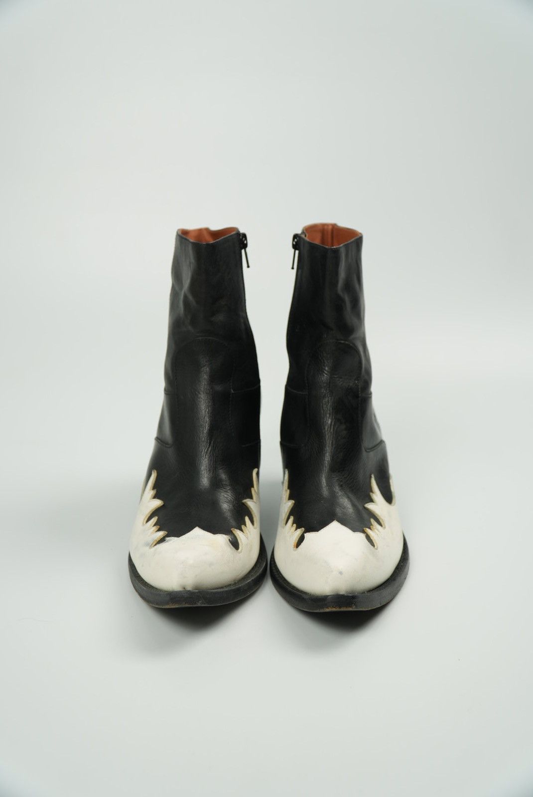 Vetements Vetements Black/White Flame Wedge Leather Texan Ankle Boots Size US 9 / IT 39 - 3 Thumbnail