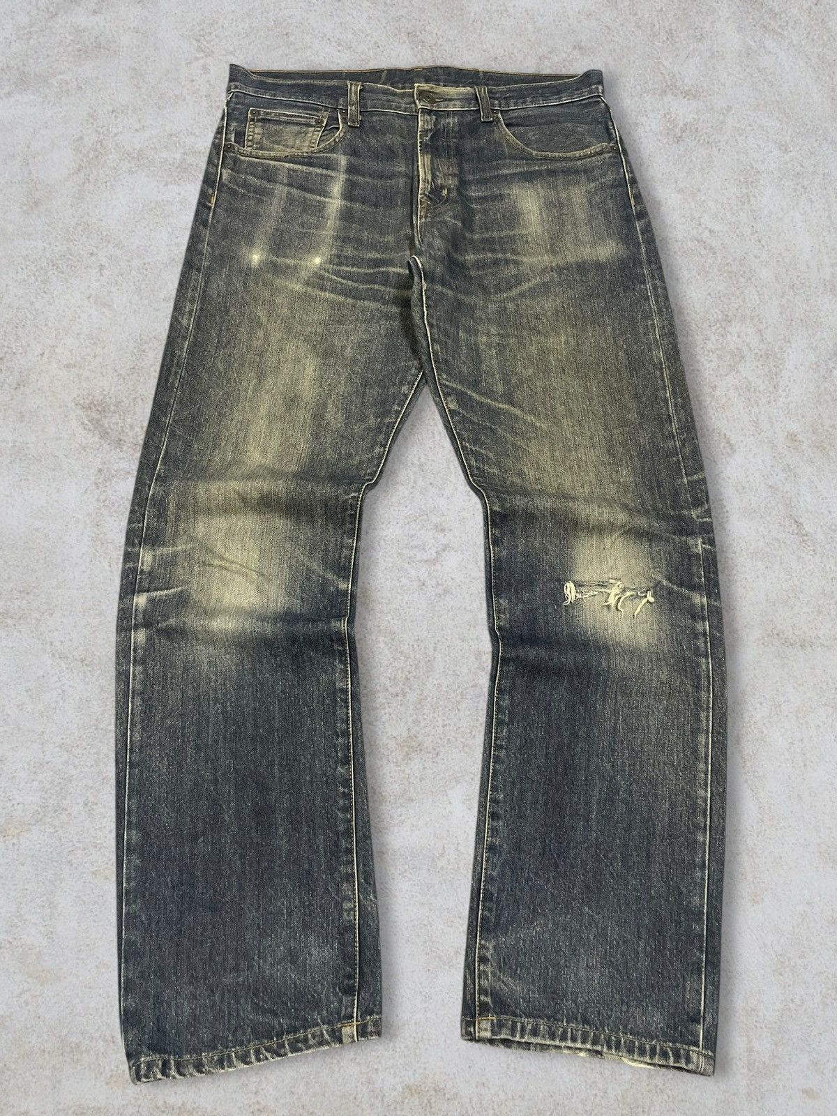 Jun Takahashi Vintage Y2K Japanese Denim Grey Sandwash Ripped Regular Cut Size US 34 / EU 50 - 2 Thumbnail