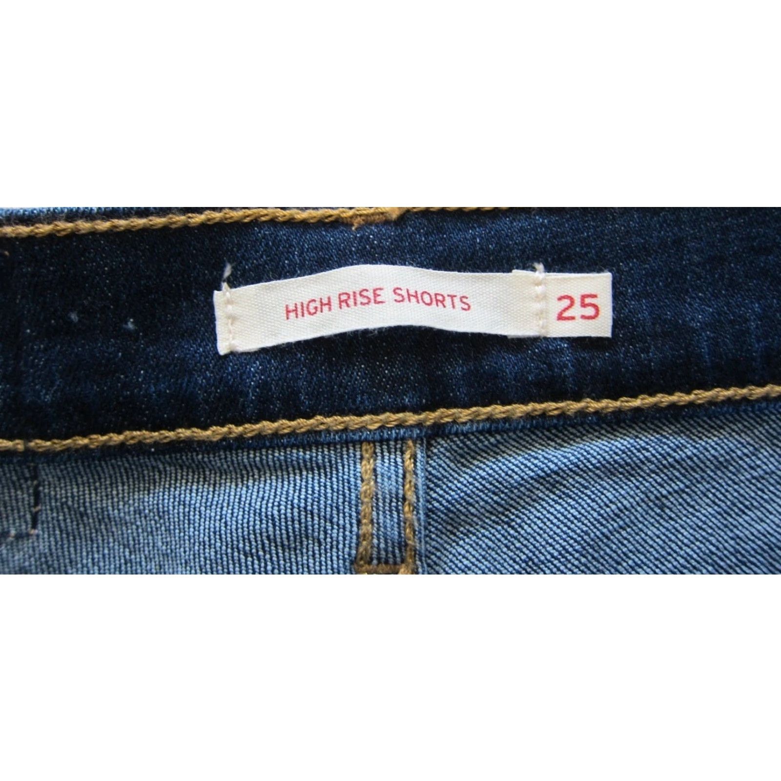 Levi's Levi Strauss & Co. Dark Blue Denim Stretch High Rise Cut Off Short Women 25 Size 42" / US 20 - 5 Thumbnail