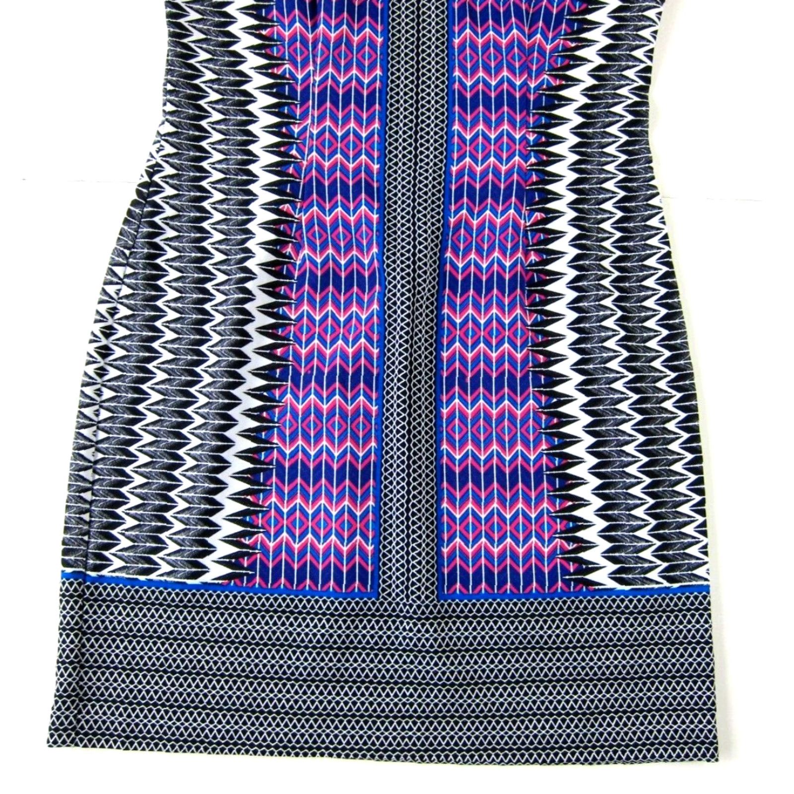 Pinko I LE New York Black Pink Blue White Geometric Stretch Cap Sleeve Sheath Dress 10 Size L / US 10 / IT 46 - 6 Thumbnail