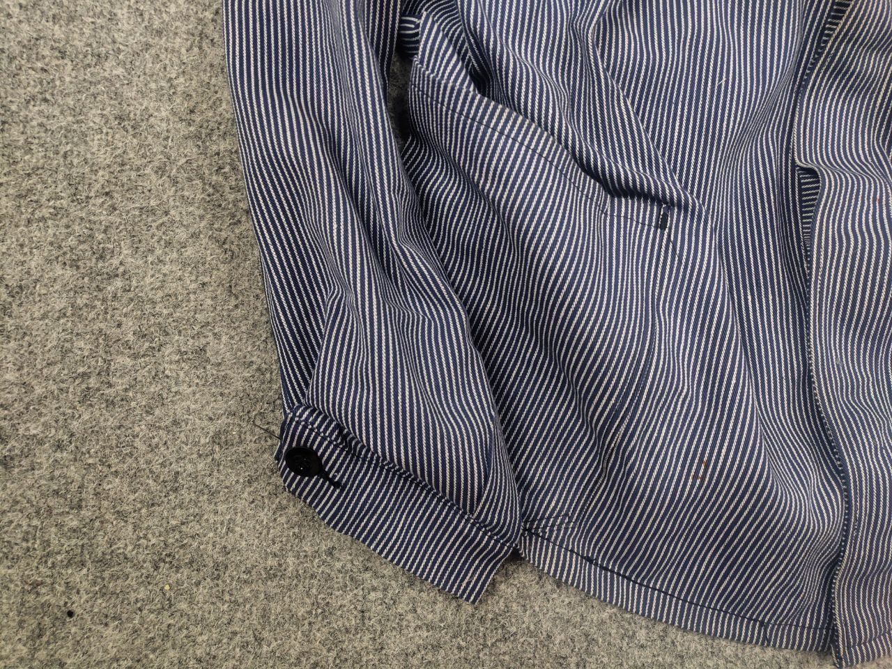 Vintage Vintage 60's French sanforized work striped Chore Jacket Size US L / EU 52-54 / 3 - 5 Thumbnail