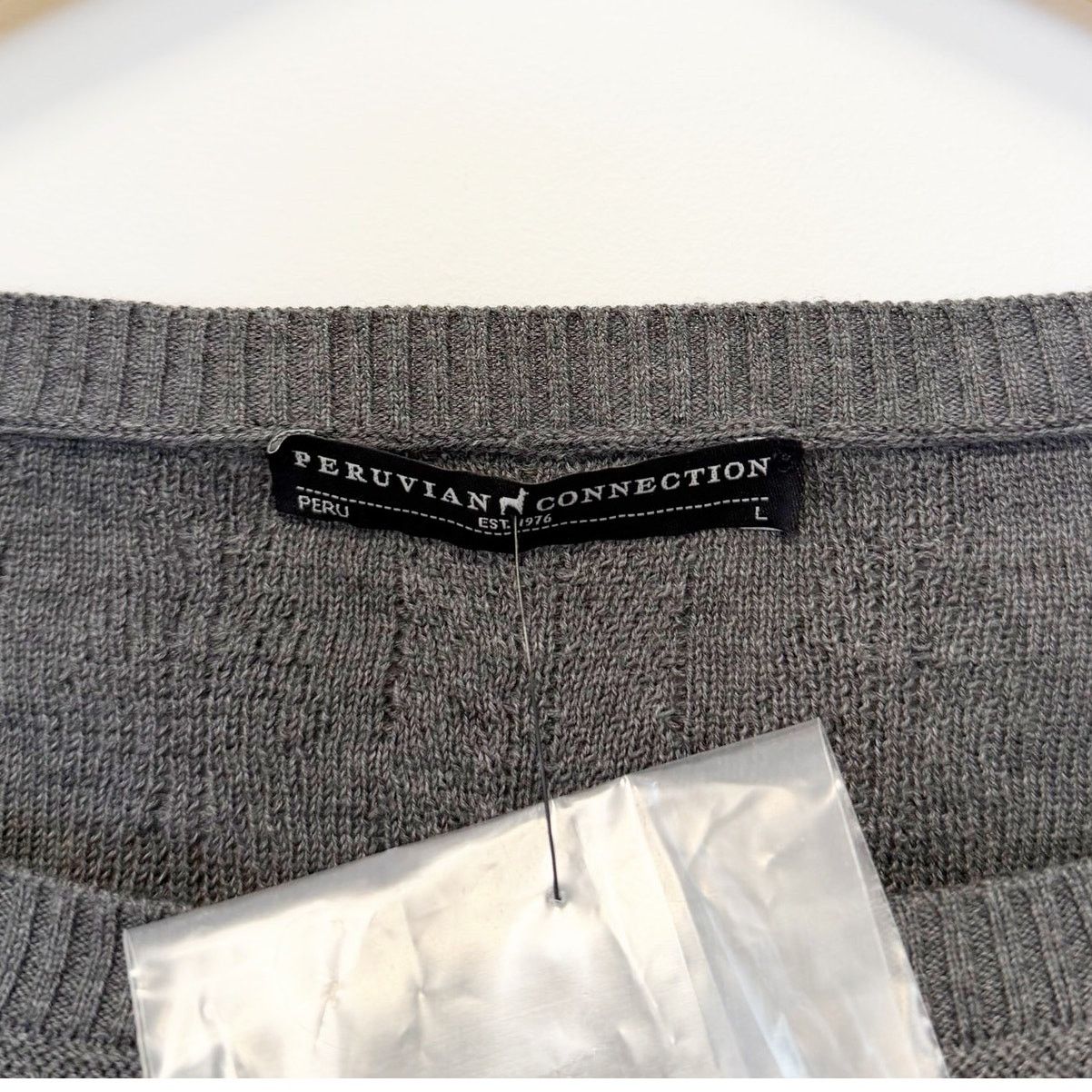 Other Peruvian Connection Gray Knit Pima Cotton Sweater Sz L Size L / US 10 / IT 46 - 2 Thumbnail