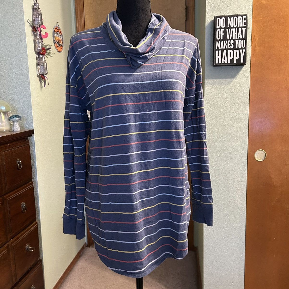 L.L. Bean L.L. Bean blue striped long sleeve cowl neck top size M Size M / US 6-8 / IT 42-44 - 1 Thumbnail