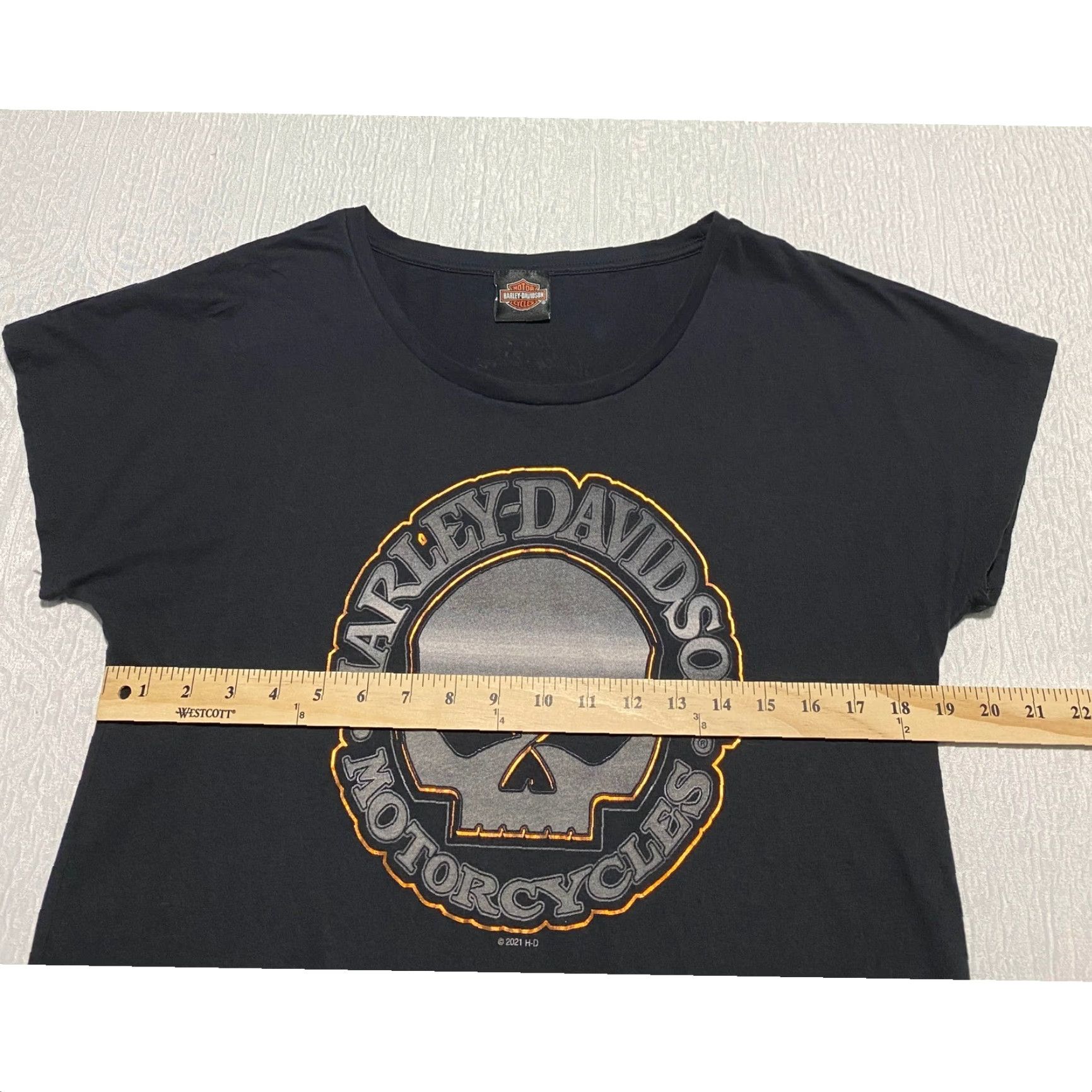 Harley Davidson Harley-Davidson Shirt Womens L Black Scoop Neck Short Sleeve Jersey Cotton Blend Double-Sided Graphic Motorcycle T-Shirt Size L / US 10 / IT 46 - 6 Thumbnail
