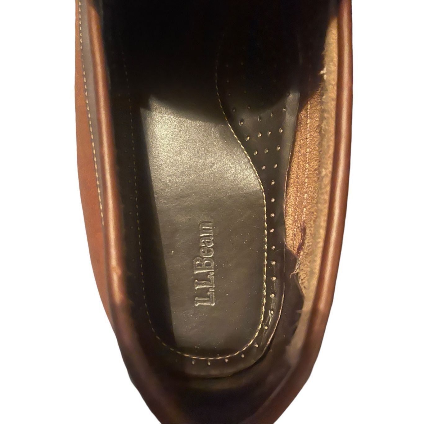 L.L. Bean L.L. Bean Mens Brown Solid Leather Slip On Flat Loafers Shoes Size 12 D Size US 12 / EU 45 - 3 Thumbnail