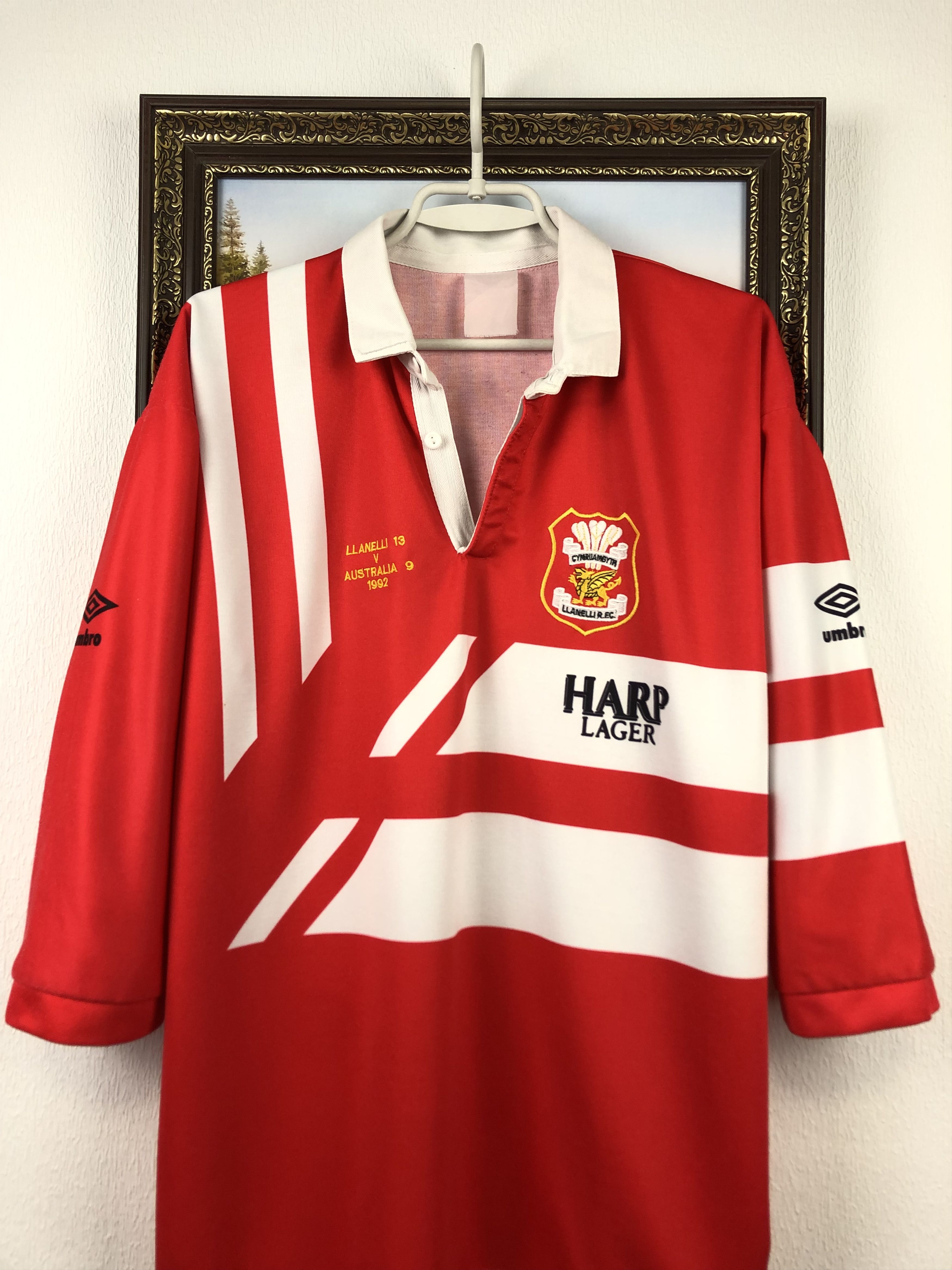 Umbro Rare 1992 Llanelli Rugby Union Umbro Jersey Shirt Champions Size US L / EU 52-54 / 3 - 3 Thumbnail