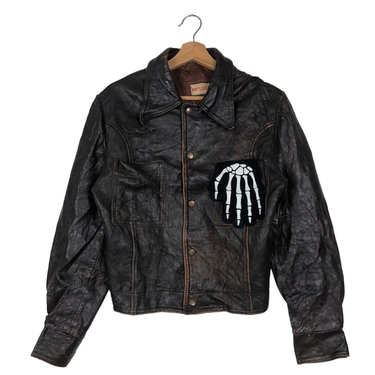 Genuine Leather 🔥90’s Vintage Genuine Leather Jacket Bootlegger Biker Wear Size US S / EU 44-46 / 1 - 2 Thumbnail