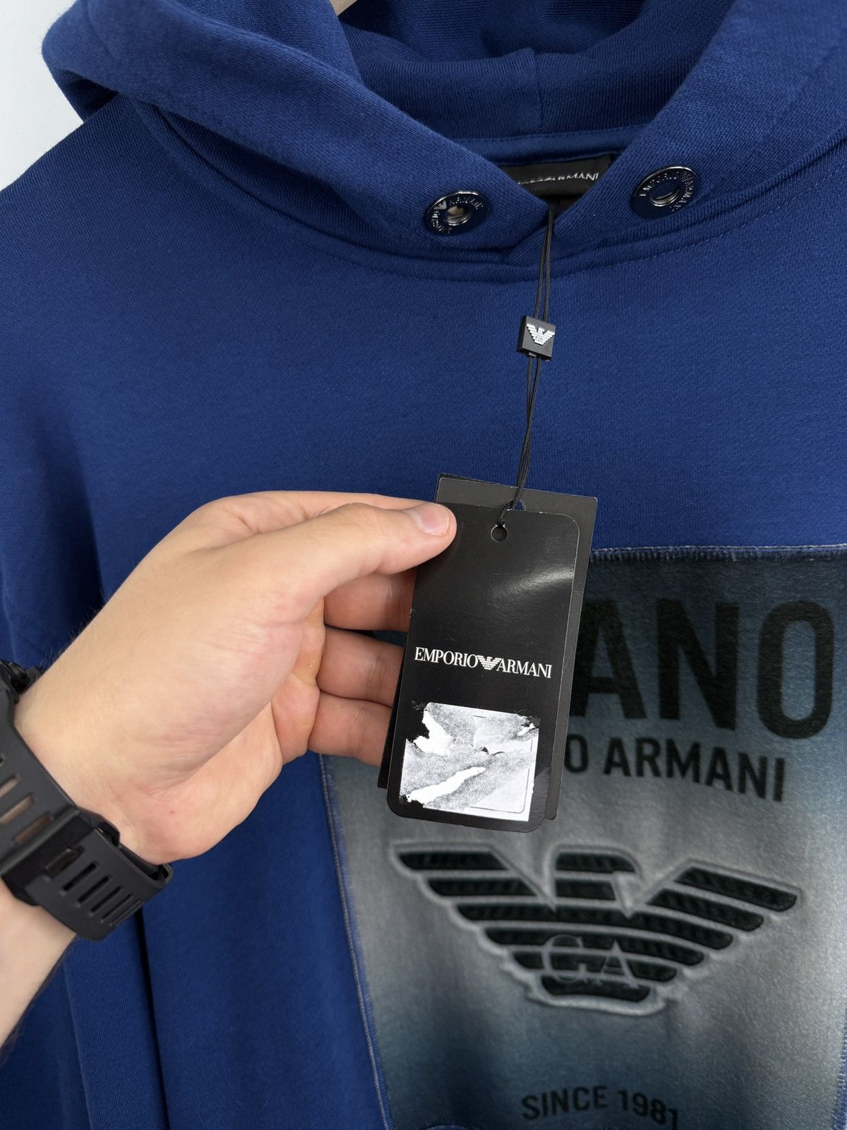 Emporio Armani 🇮🇹❗️New Emporio Armani Milano Luxury Hoodie Blue Size US L / EU 52-54 / 3 - 5 Thumbnail