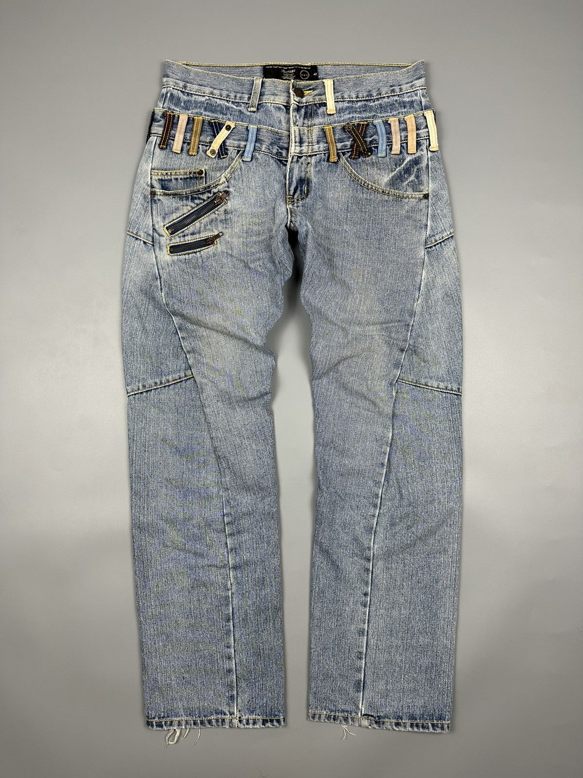 Japanese Brand BRTHBreath Mint Double Waist Twist Leg Zipper Jeans Size US 33 - 1 Thumbnail