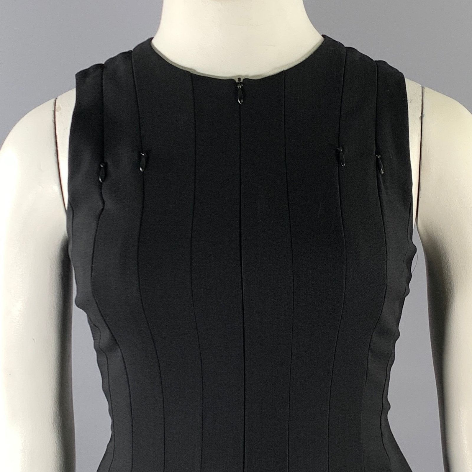 Akris AKRIS Size 8 Black Wool A-Line Knee-Length Cocktail Dress Size M / US 6-8 / IT 42-44 - 2 Thumbnail