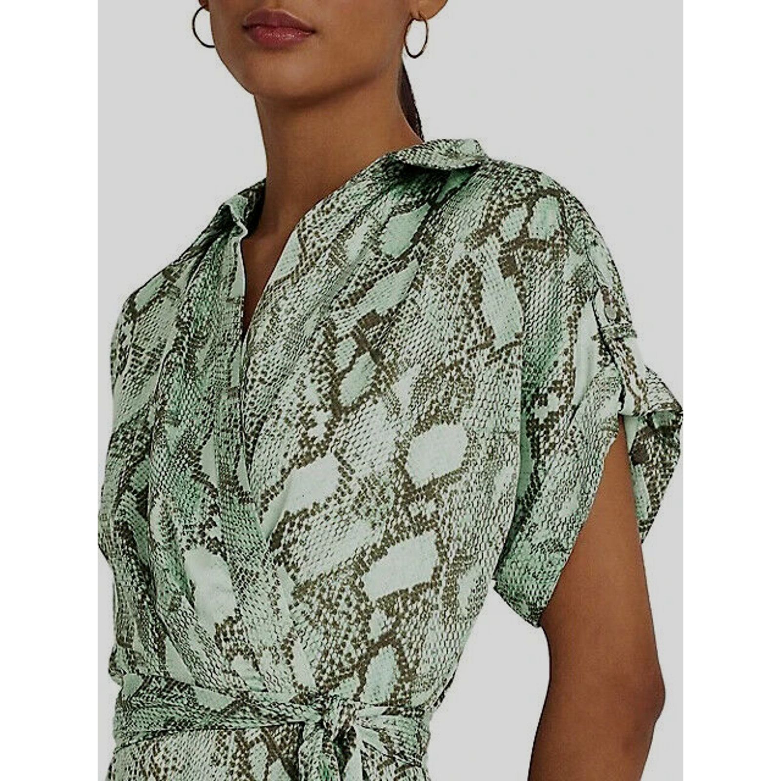 Lauren Ralph Lauren RALPH LAUREN - MINT GREEN SNAKE PRINT SILKY MIDI DRESS SZ 2 Size XS / US 0-2 / IT 36-38 - 3 Thumbnail