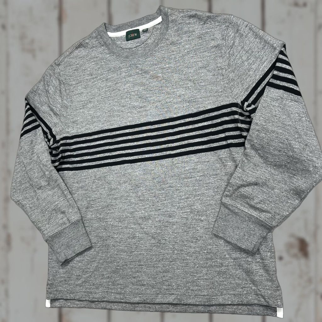 J.Crew J. Crew Oarsman Sweatshirt Mens Large Gray Stripe Rugby Crewneck Pullover Holiday? Size US L / EU 52-54 / 3 - 1 Thumbnail