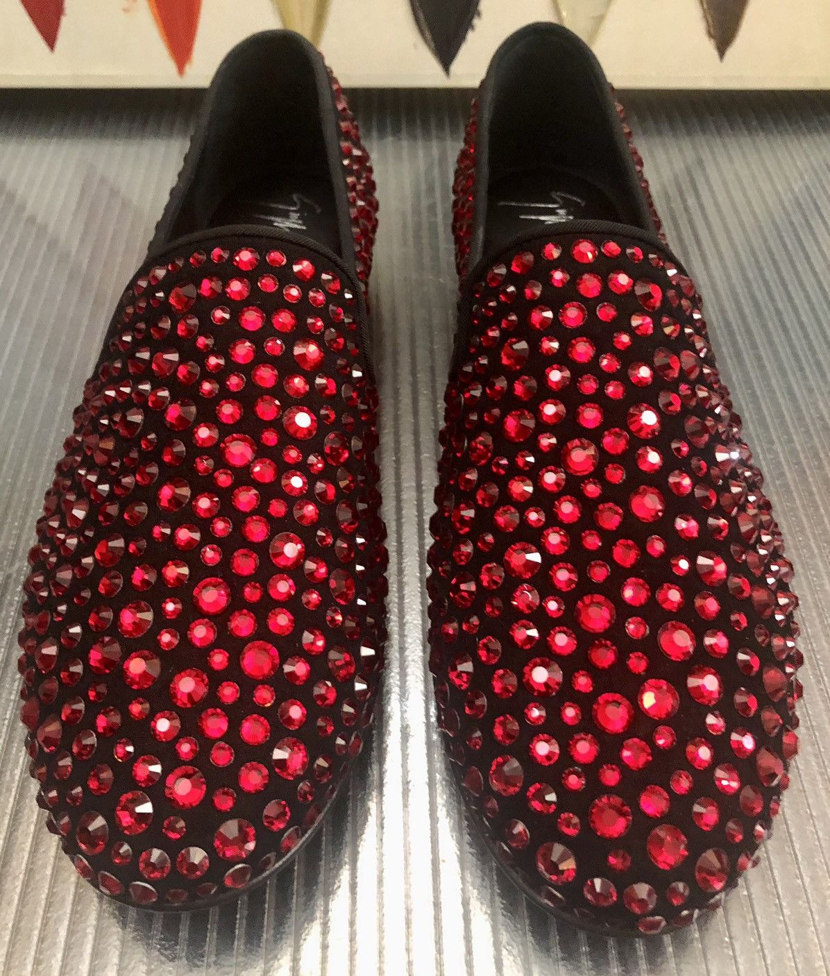 Giuseppe Zanotti Giuseppe Zanotti 🇮🇹 black/red crystalized calf loafer 8 NEW Size US 8 / EU 41 - 1 Thumbnail