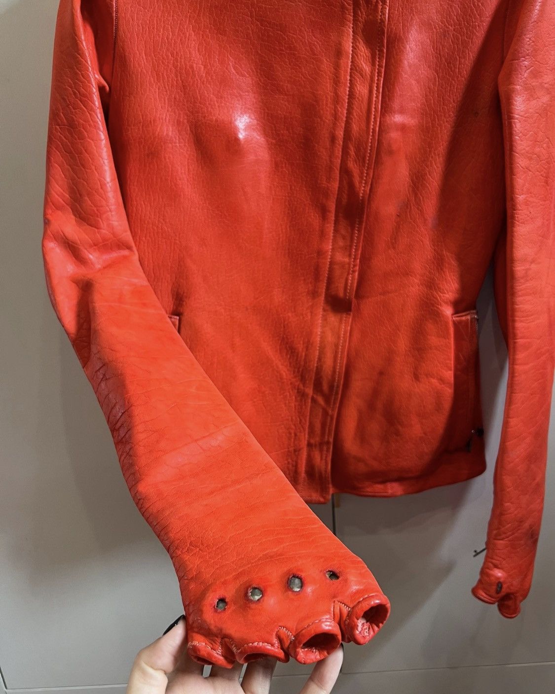 Carol Christian Poell Carol Christian Poell Red leather jacket, women's Size M / US 6-8 / IT 42-44 - 2 Thumbnail