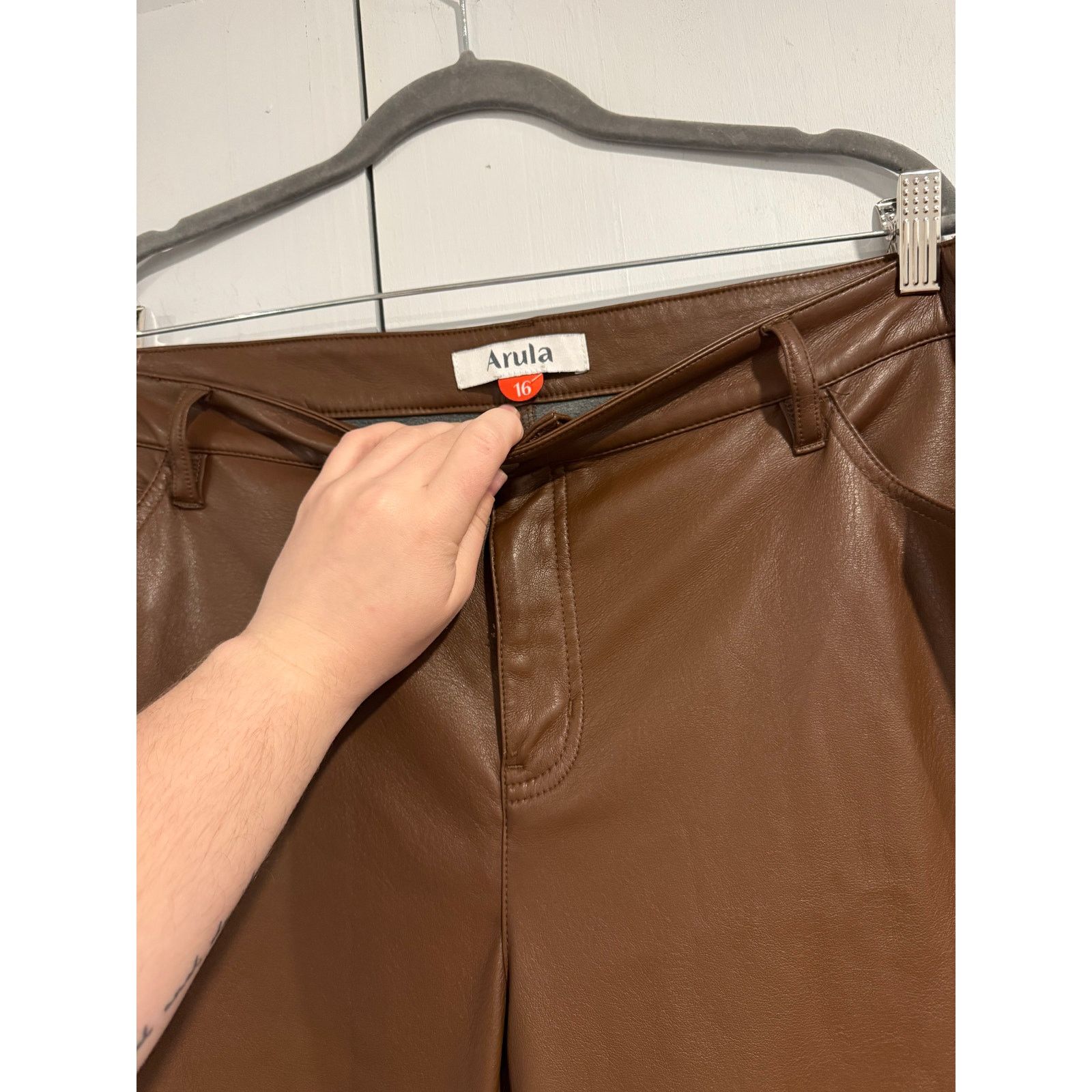 Other Arula vegan brown leather pants sz 16 Size 34" / US 12 / IT 48 - 3 Thumbnail