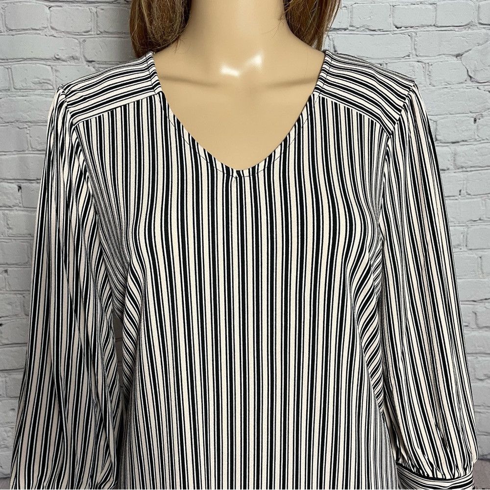Adrianna Papell NWT New $69 Adrianna Papell 3/4 Sleeve Striped Blouse Size Size L / US 10 / IT 46 - 2 Thumbnail