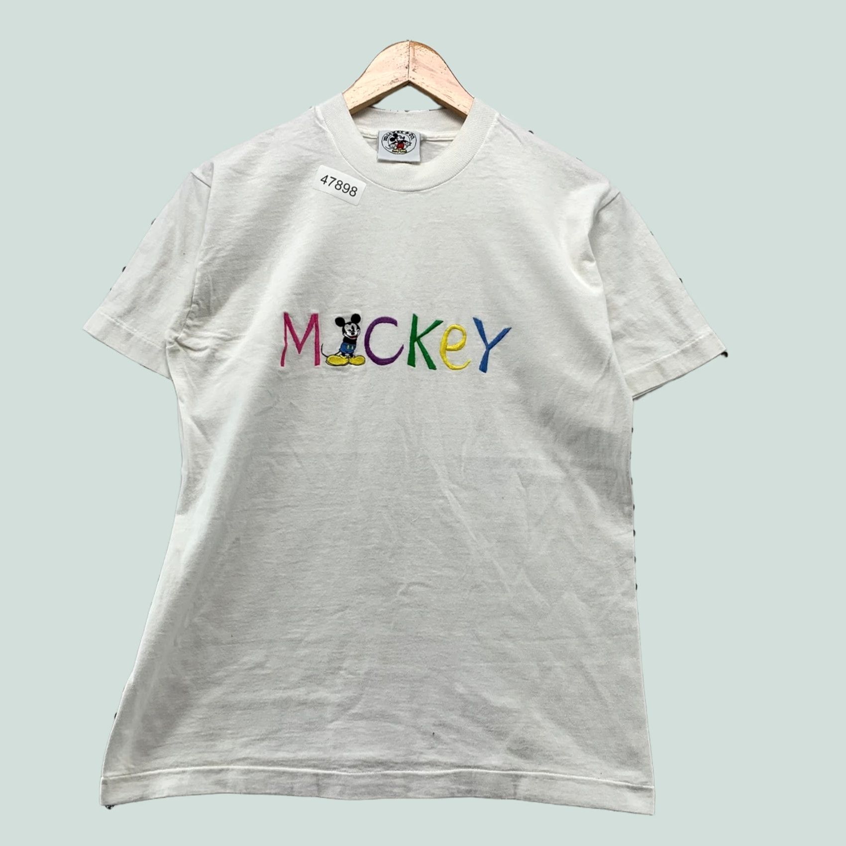 CO VINTAGE Mickey Co T Shirt Mens M White Mickey Spell Out Embroidered USA Size US M / EU 48-50 / 2 - 1 Thumbnail
