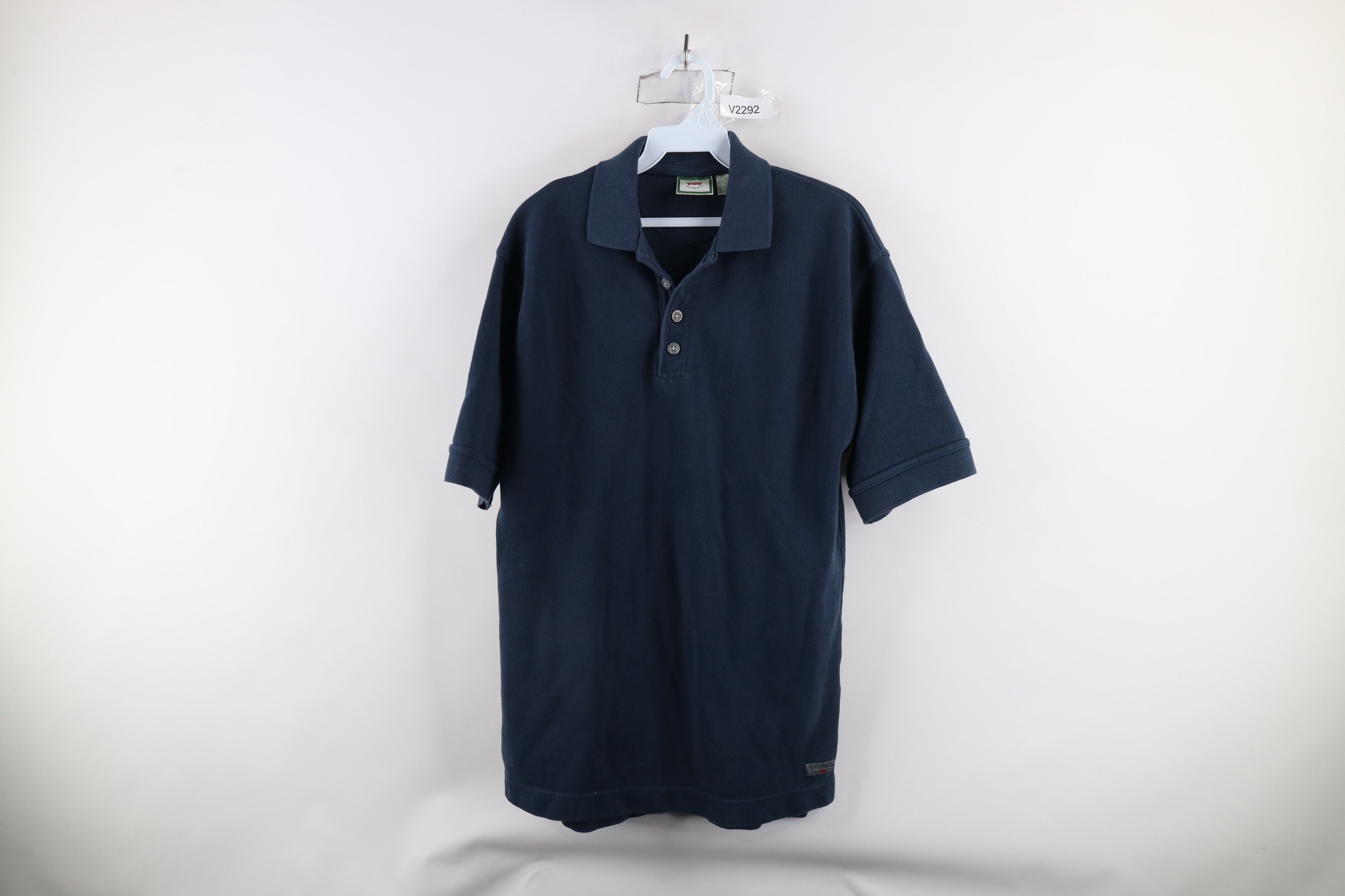 Levi's × Vintage Vintage 90s Levis Spell Out Pique Cotton Collared Polo Shirt Size US S / EU 44-46 / 1 - 1 Thumbnail
