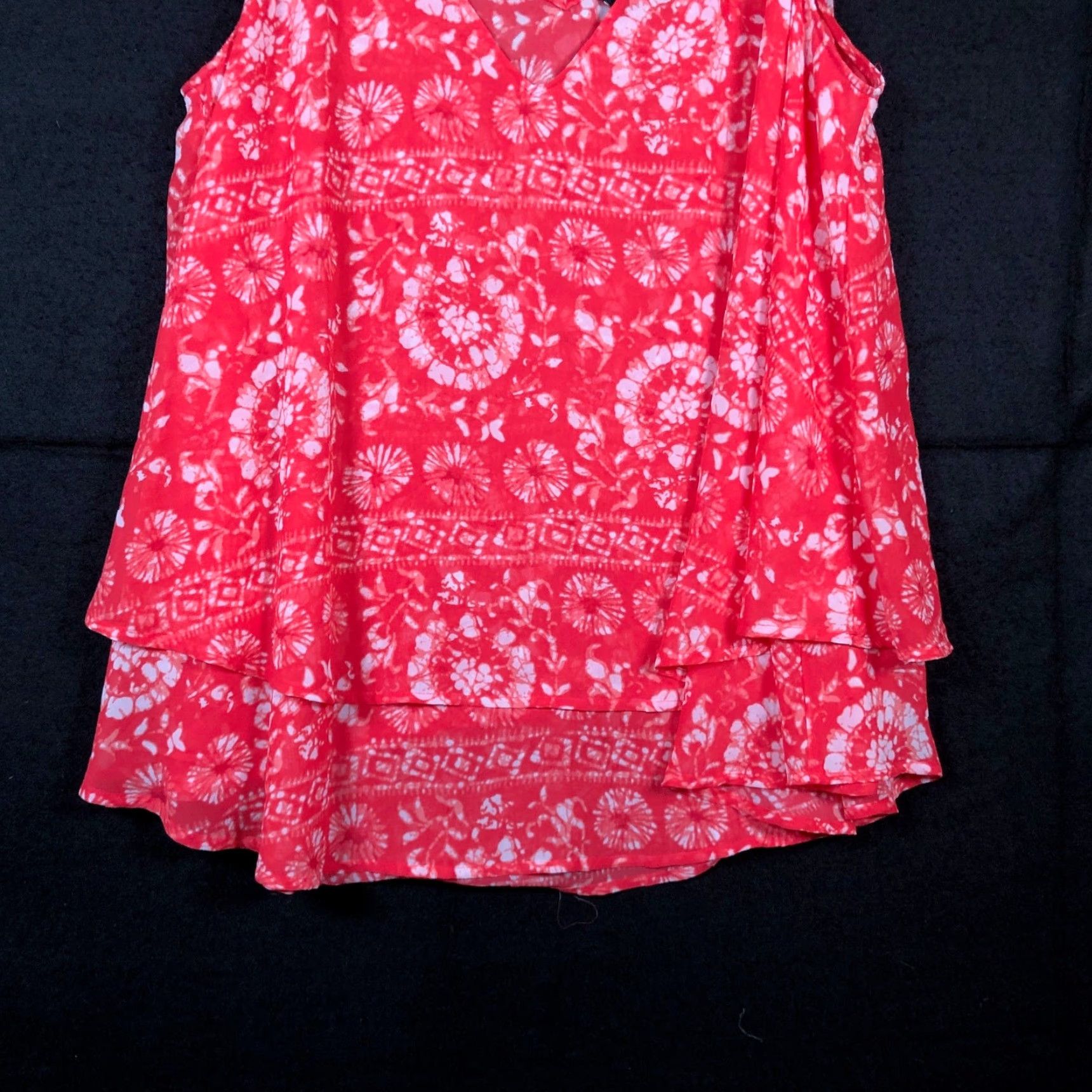 Vintage Lane Bryant Womens Blouse Sleeveless V-Neck Pink White 14 Tank Chiffon Polyester Casual Travel Workwear Size XL / US 12-14 / IT 48-50 - 3 Thumbnail