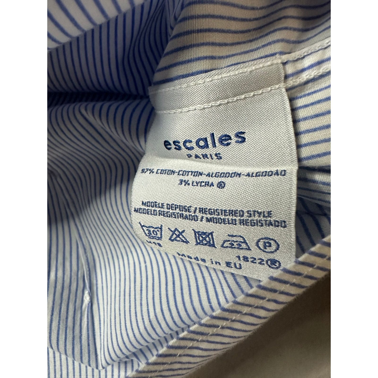 & Other Stories Escales Paris Men's L Blue Stripe Long Sleeve Shirt Nautical Size US L / EU 52-54 / 3 - 3 Thumbnail