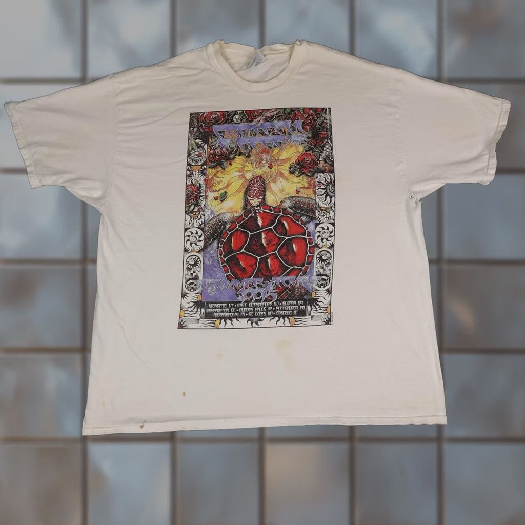Hanes VINTAGE Grateful Dead Shirt Mens 2XL White Hanes Summer Tour 1995 Turtle Graphic Shirt Size US XXL / EU 58 / 5 - 1 Thumbnail