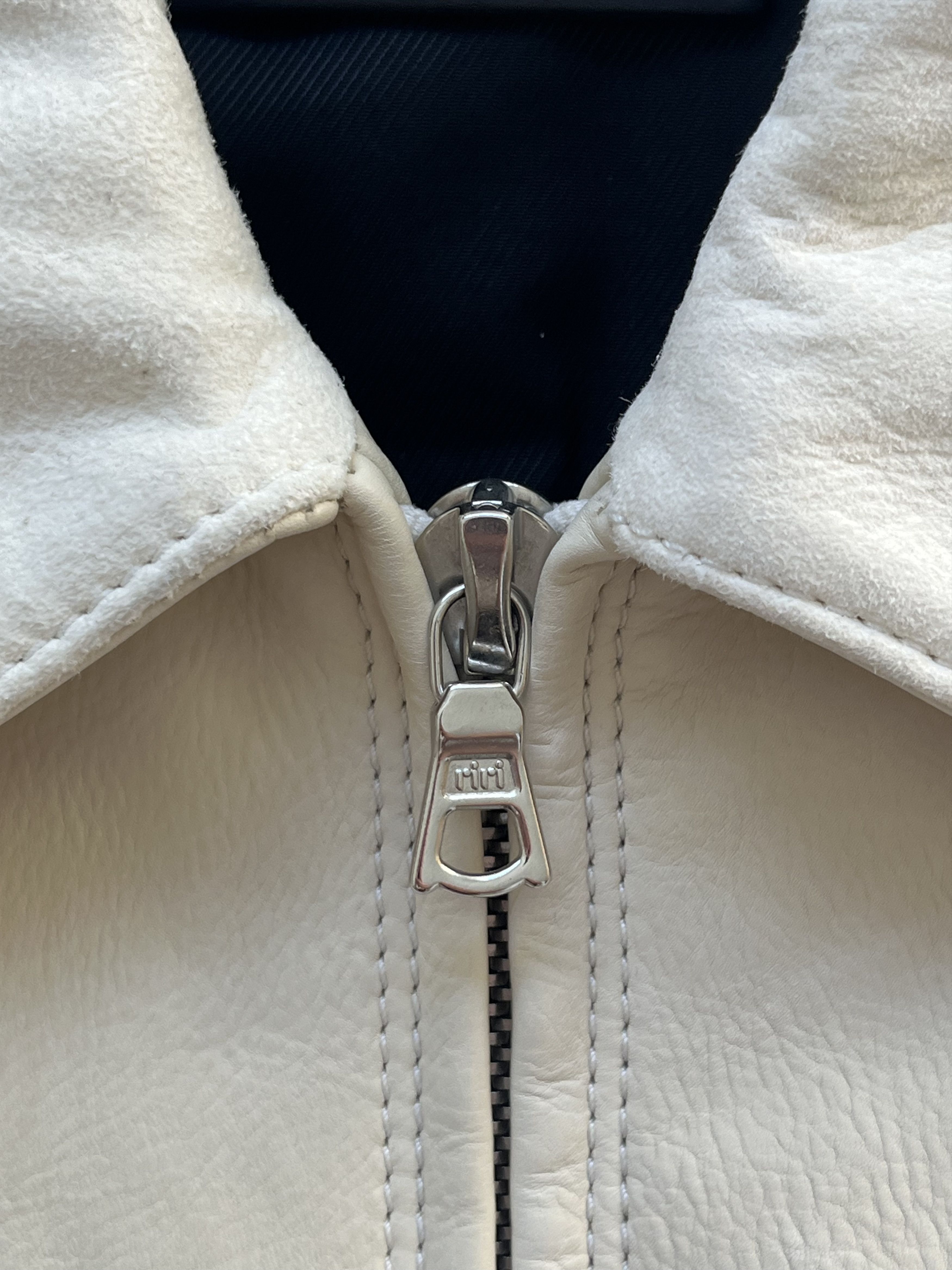 AMIRI Women’s Leather Zip Jacket – Bone White