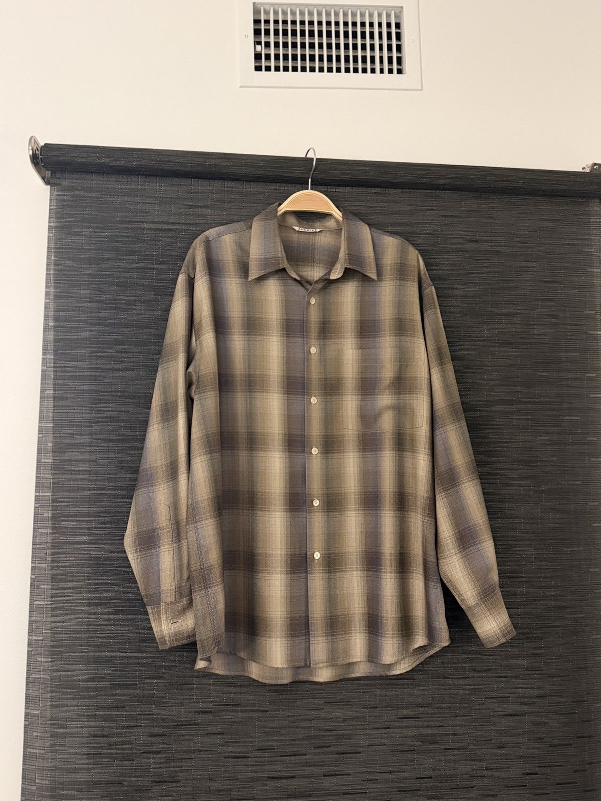 Auralee Wool Check Shirt - Size 3