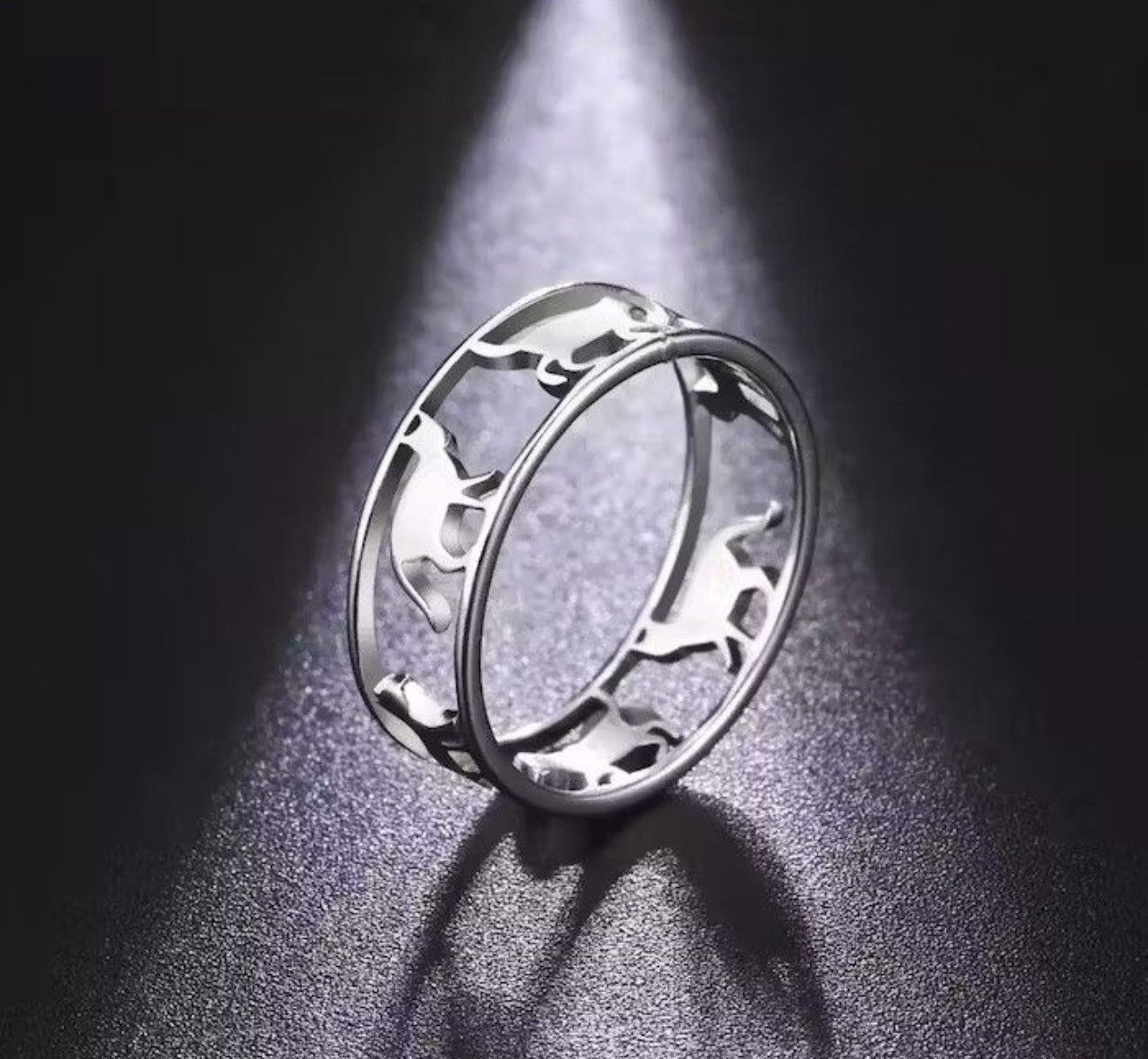 Jewelry × Vintage Hollow Walking Cats Ring Size ONE SIZE - 1 Thumbnail